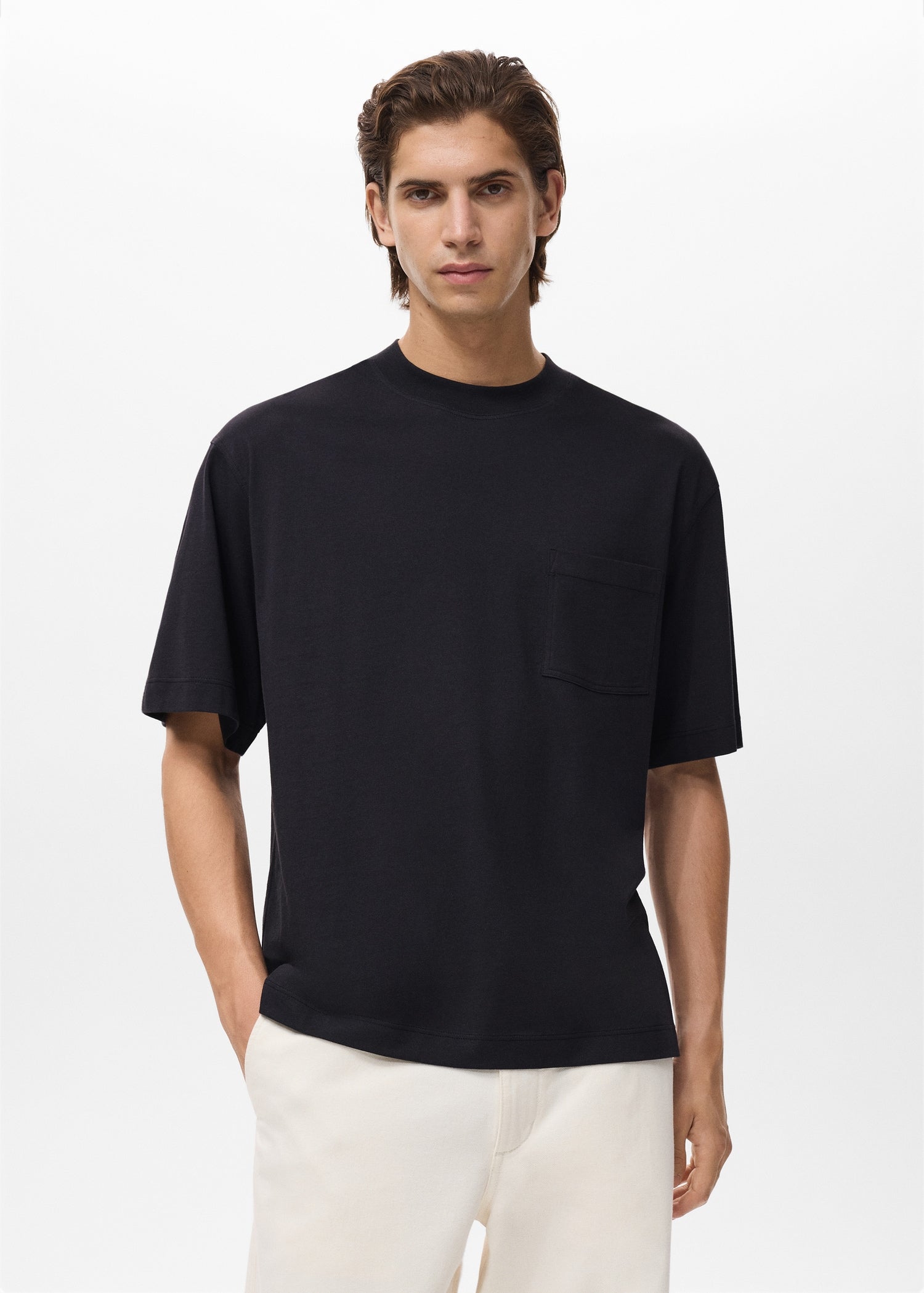 Mango t-shirt single in Black