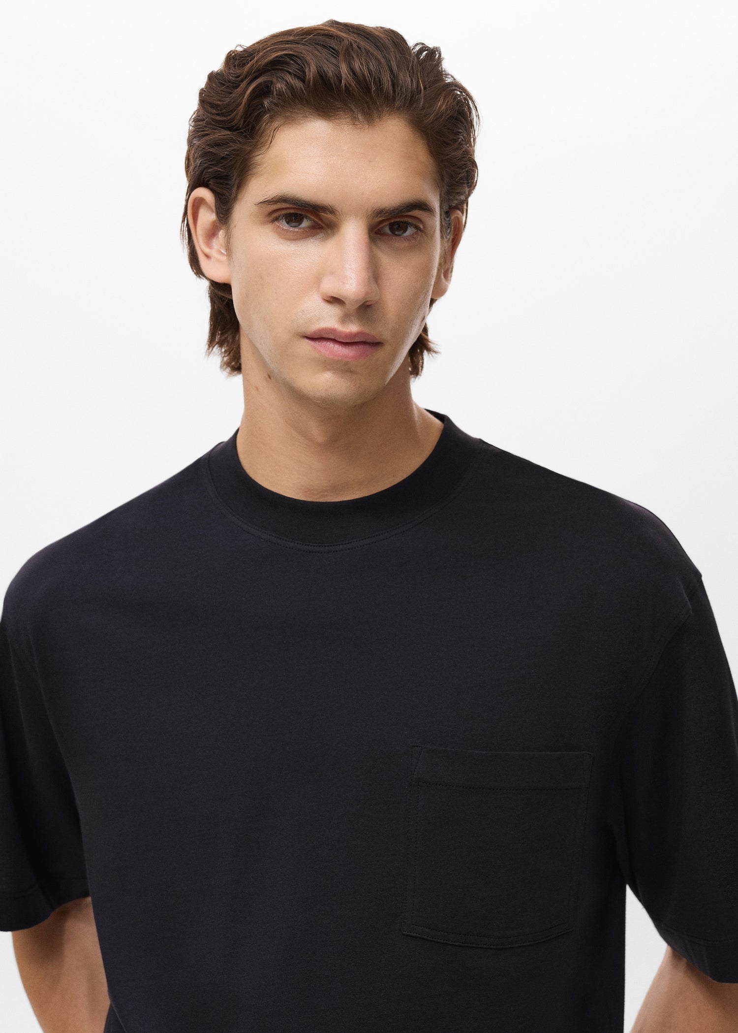 Mango t-shirt single in Black - D1