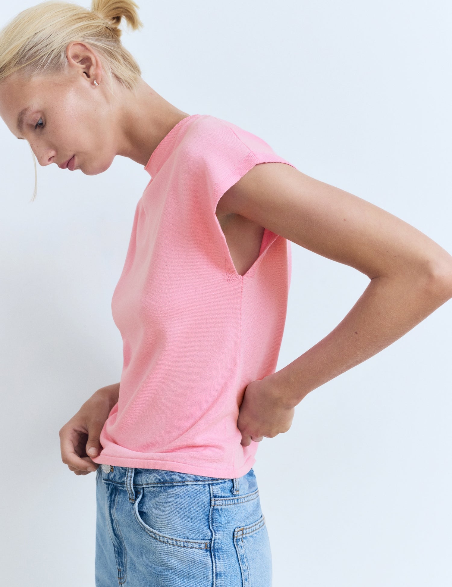 Mango sweater camin in Pastel Pink