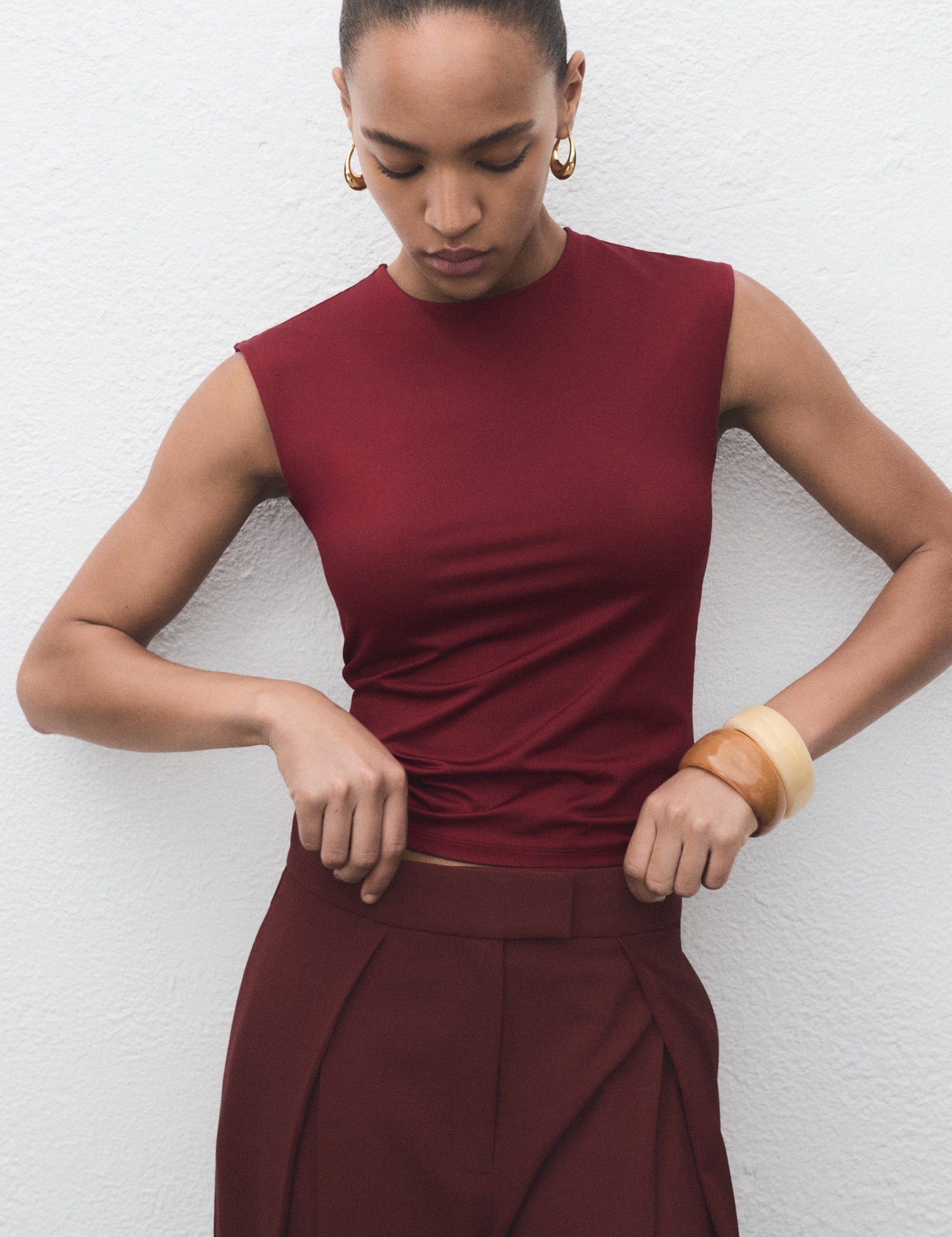 Mango t-shirt gala in Burgundy