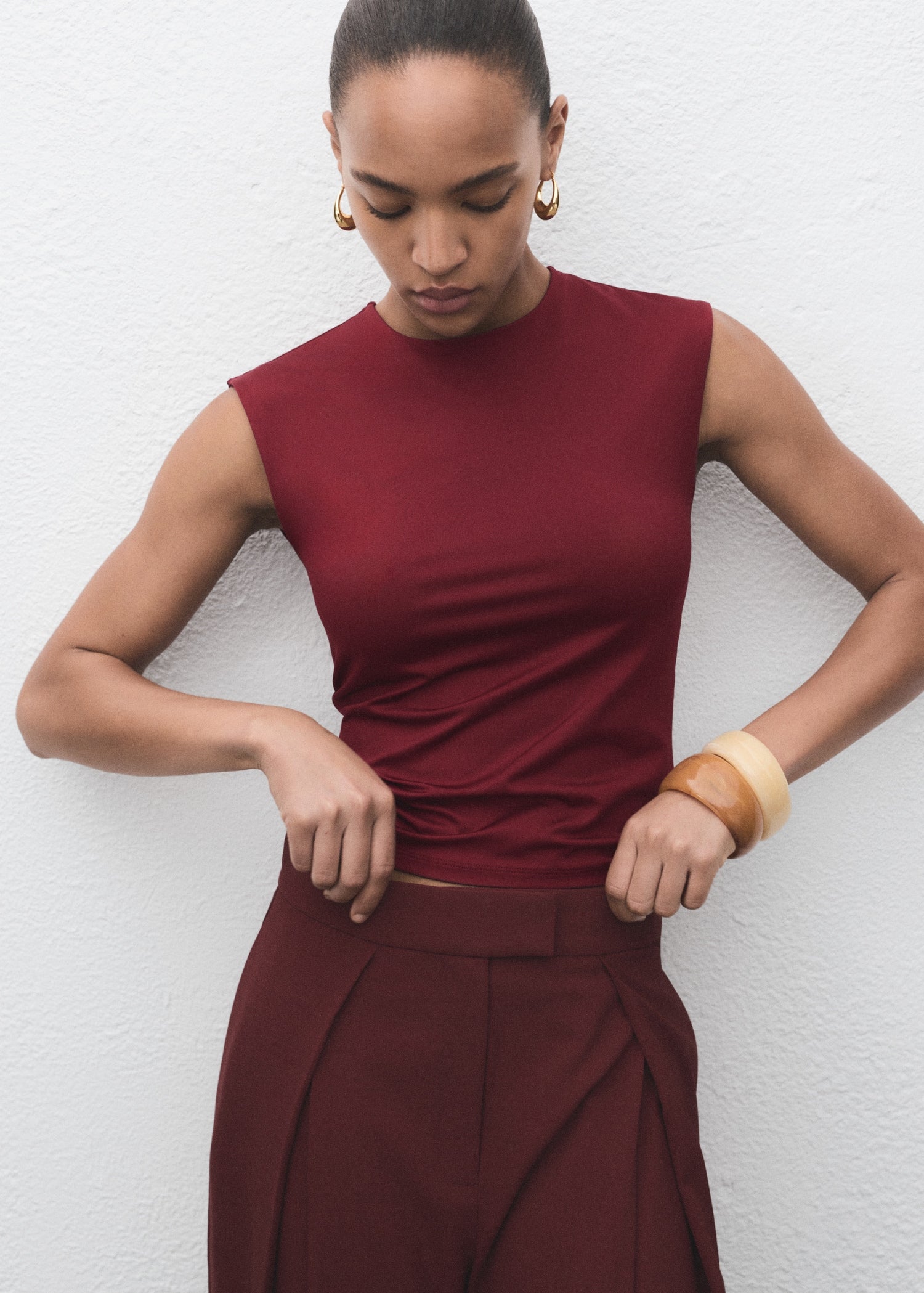 Mango t-shirt gala in Burgundy