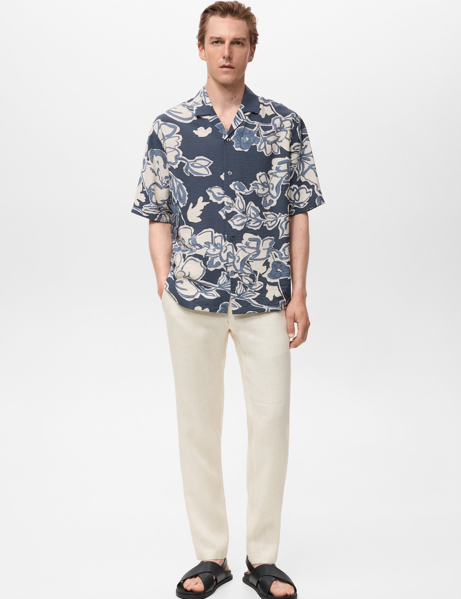 Mango trousers oyster in Off White - 99999999_01