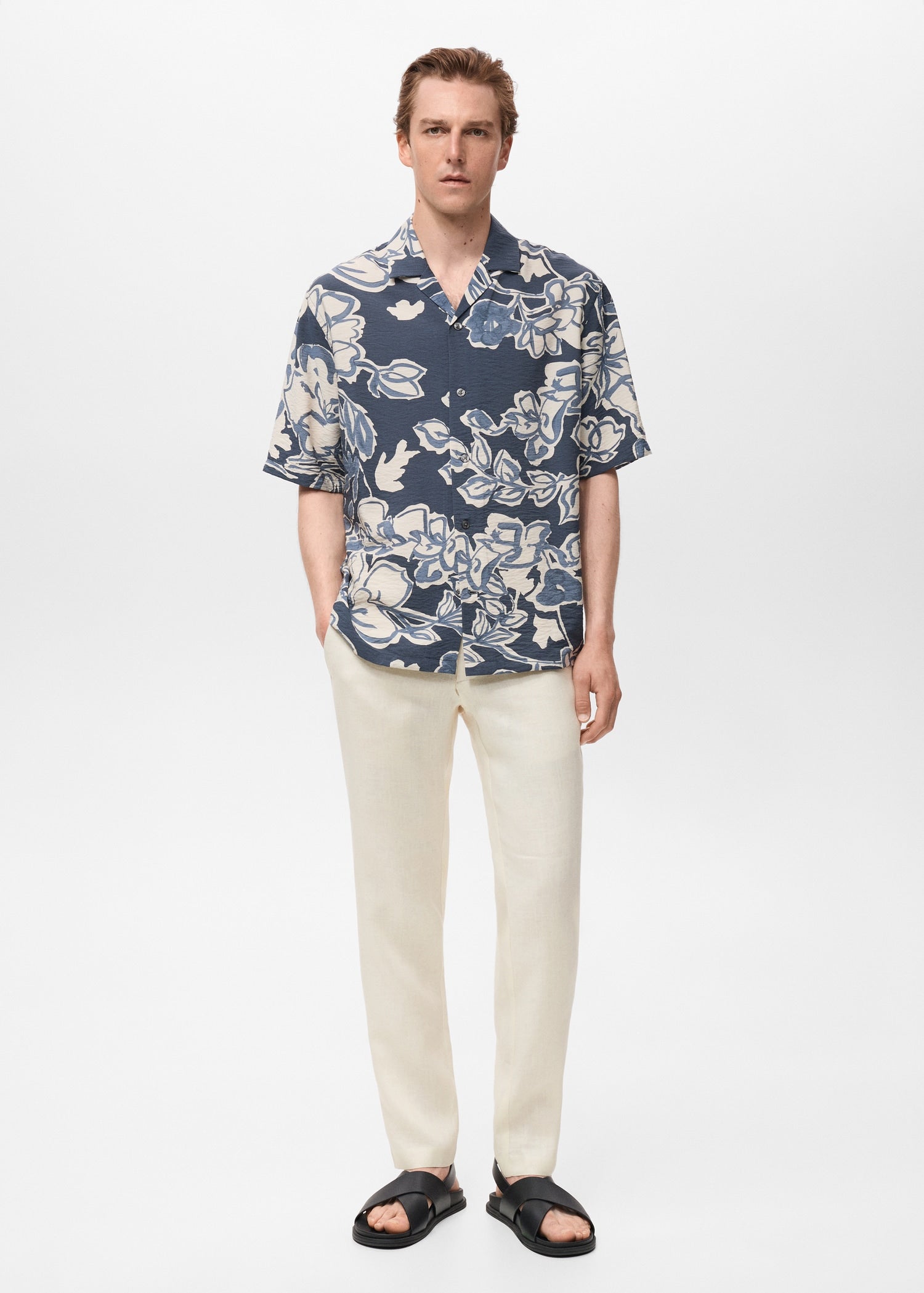 Mango trousers oyster in Off White - 99999999_01