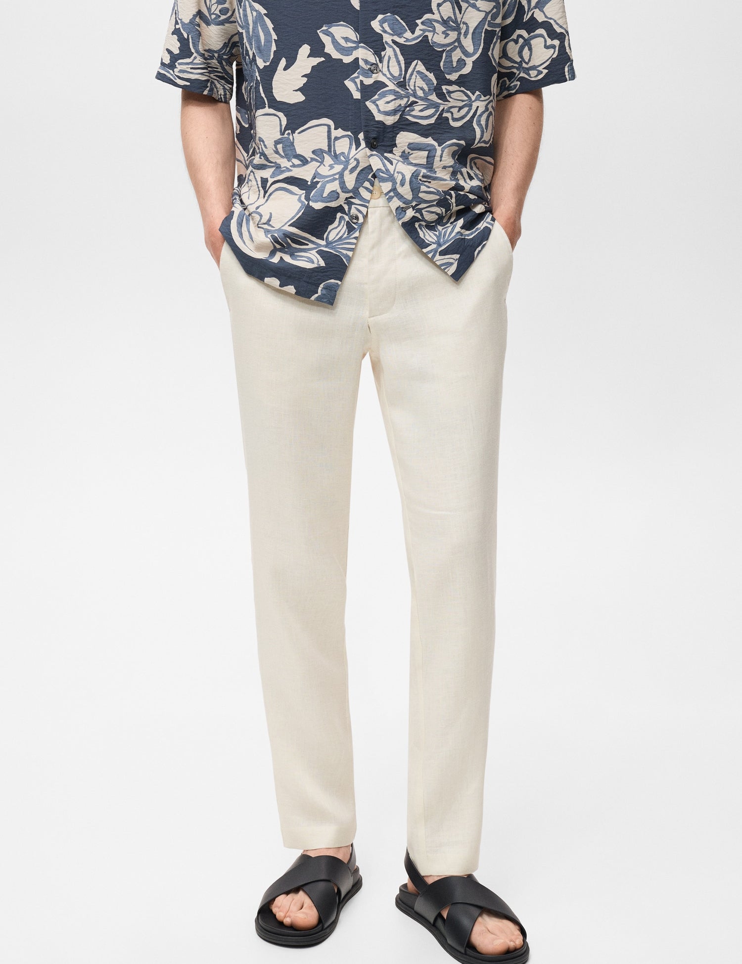 Mango trousers oyster in Off White