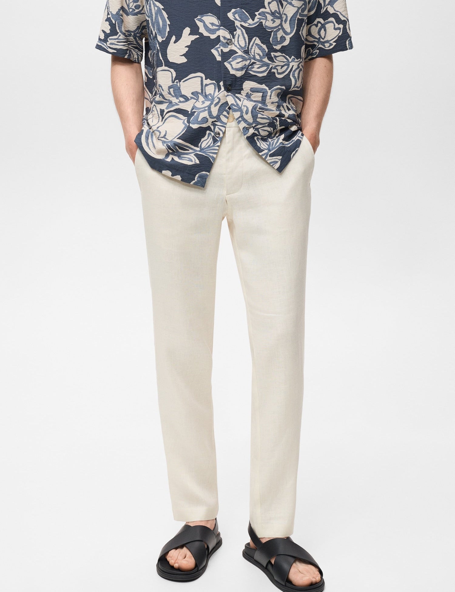 Mango trousers oyster in Off White