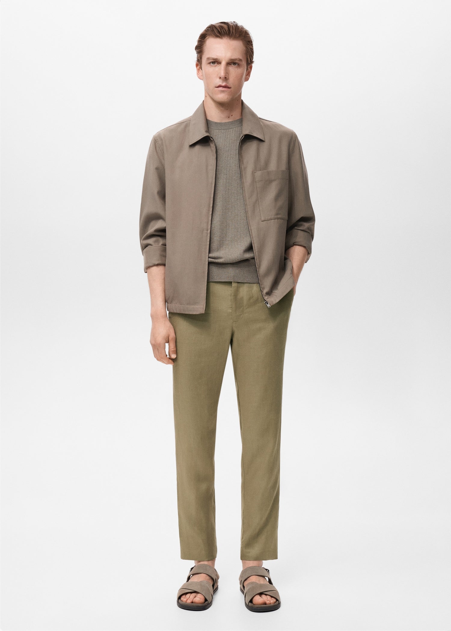 Mango trousers oyster in Khaki - 99999999_01