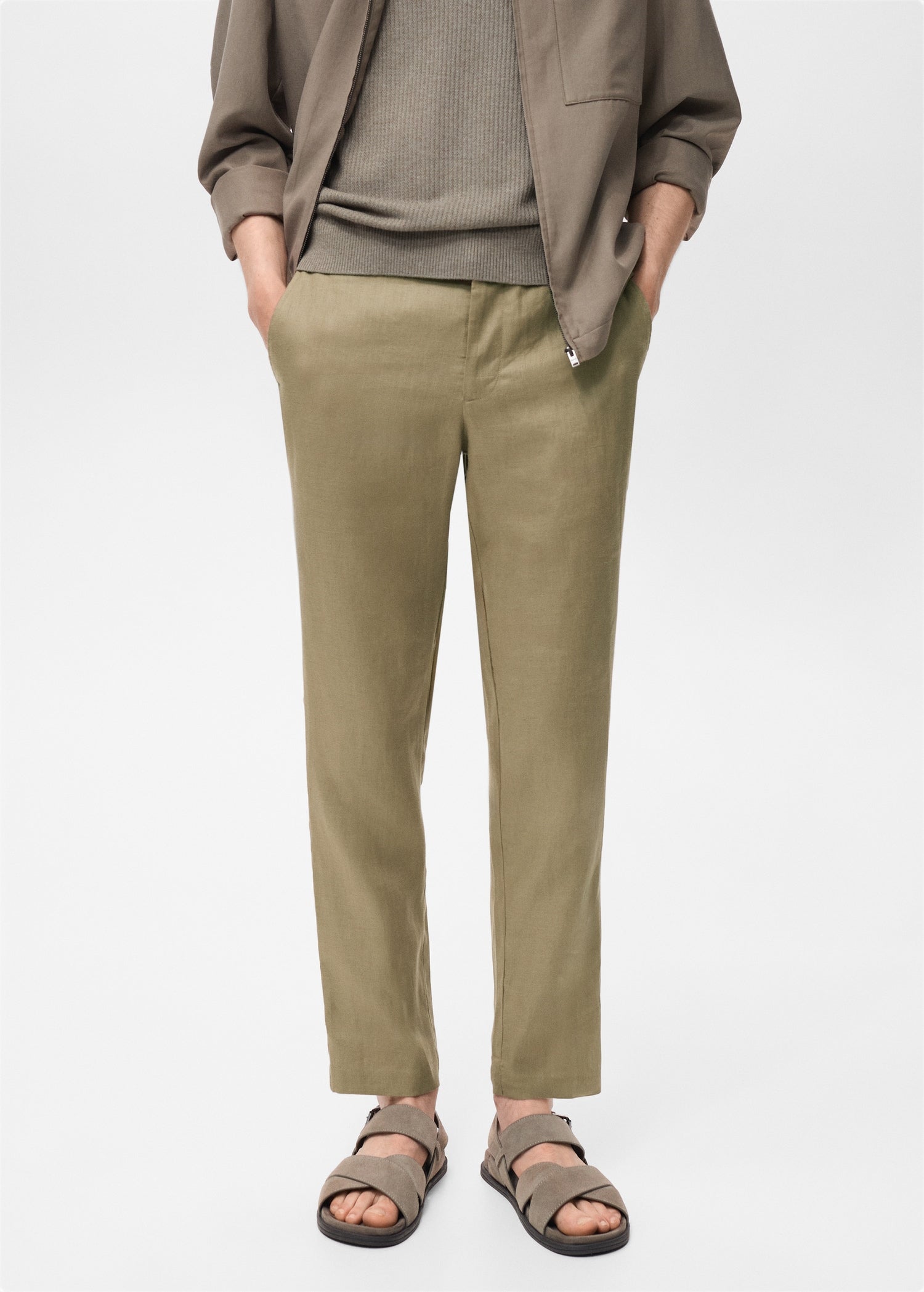 Mango trousers oyster in Khaki