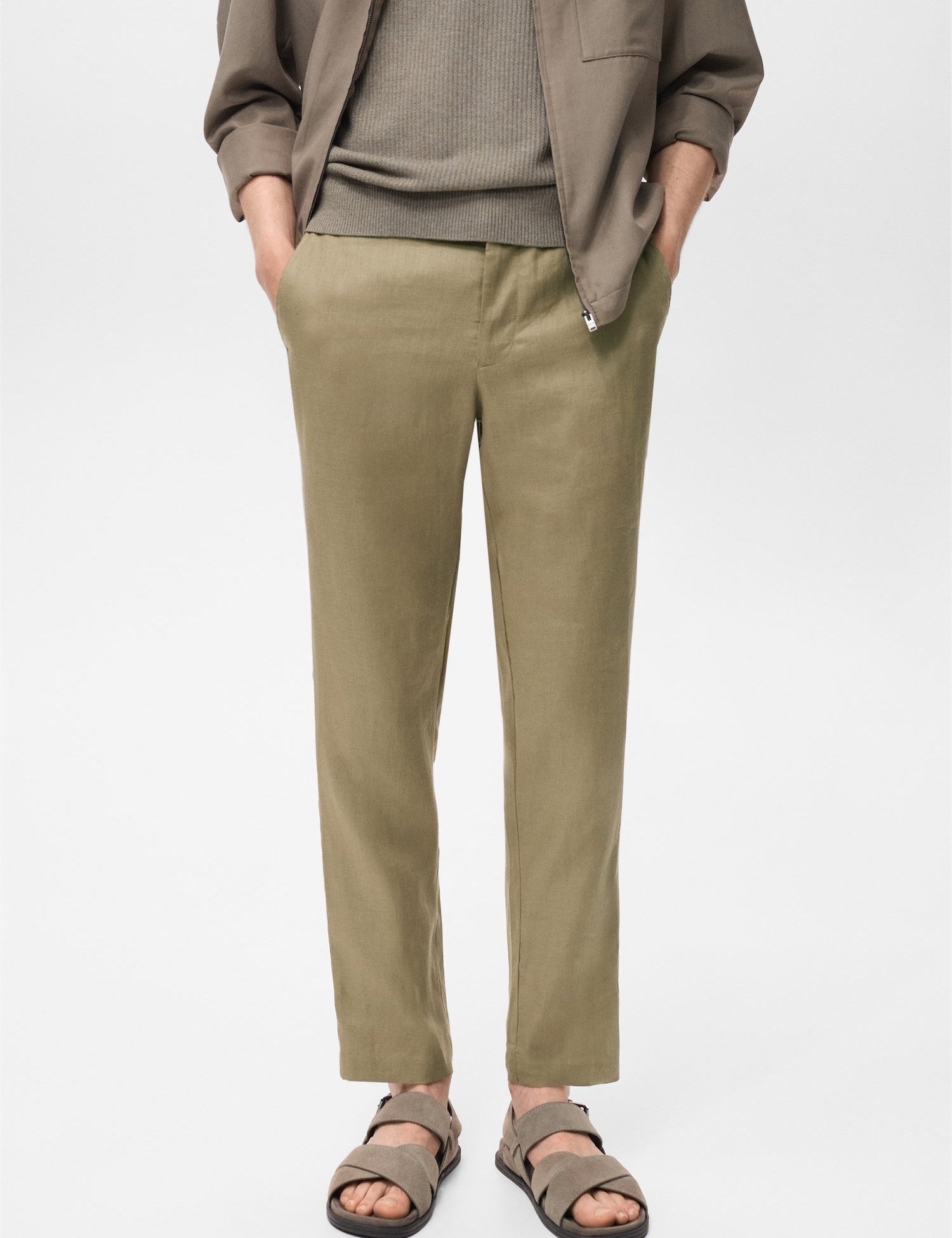 Mango trousers oyster in Khaki