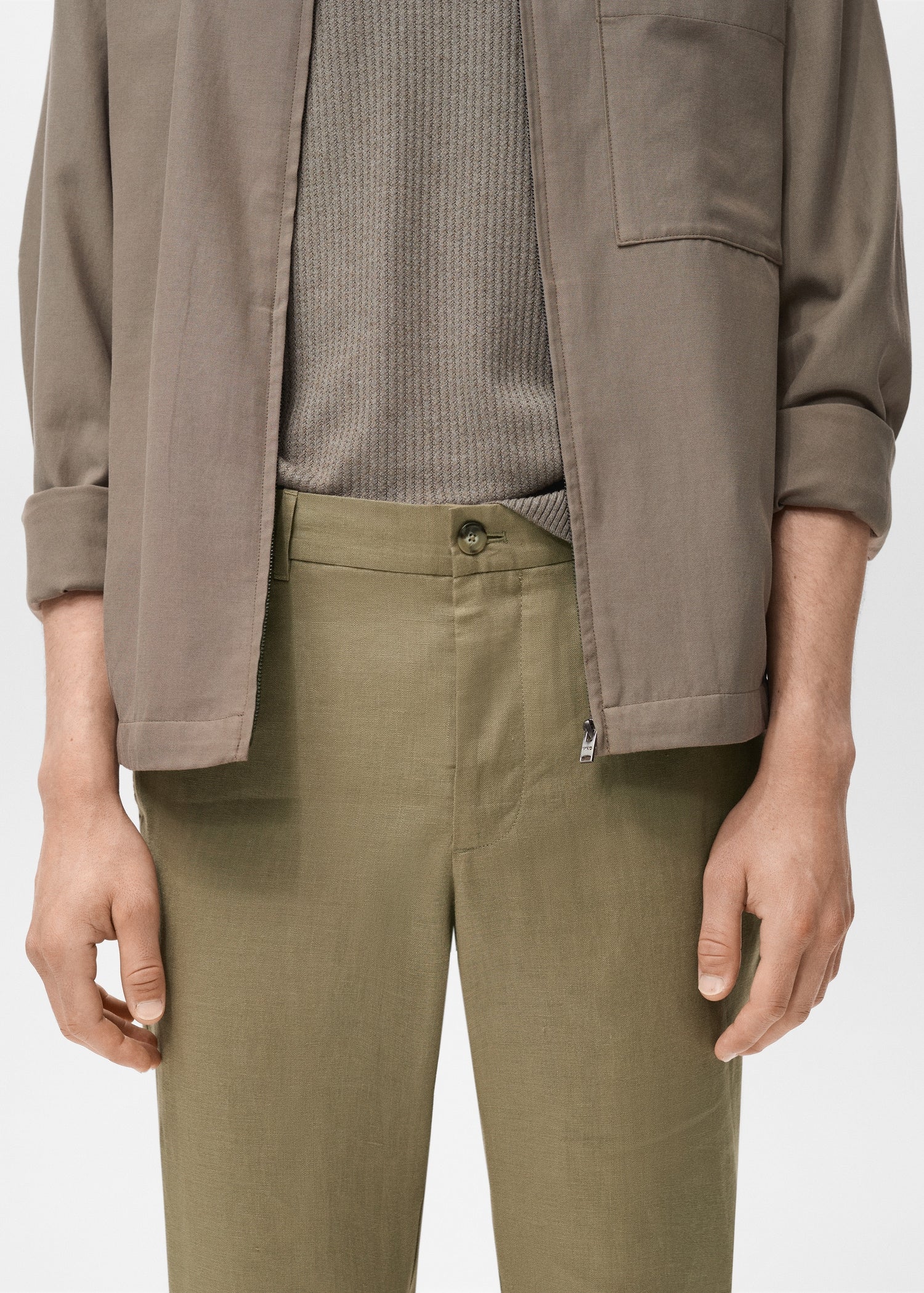Mango trousers oyster in Khaki - D1