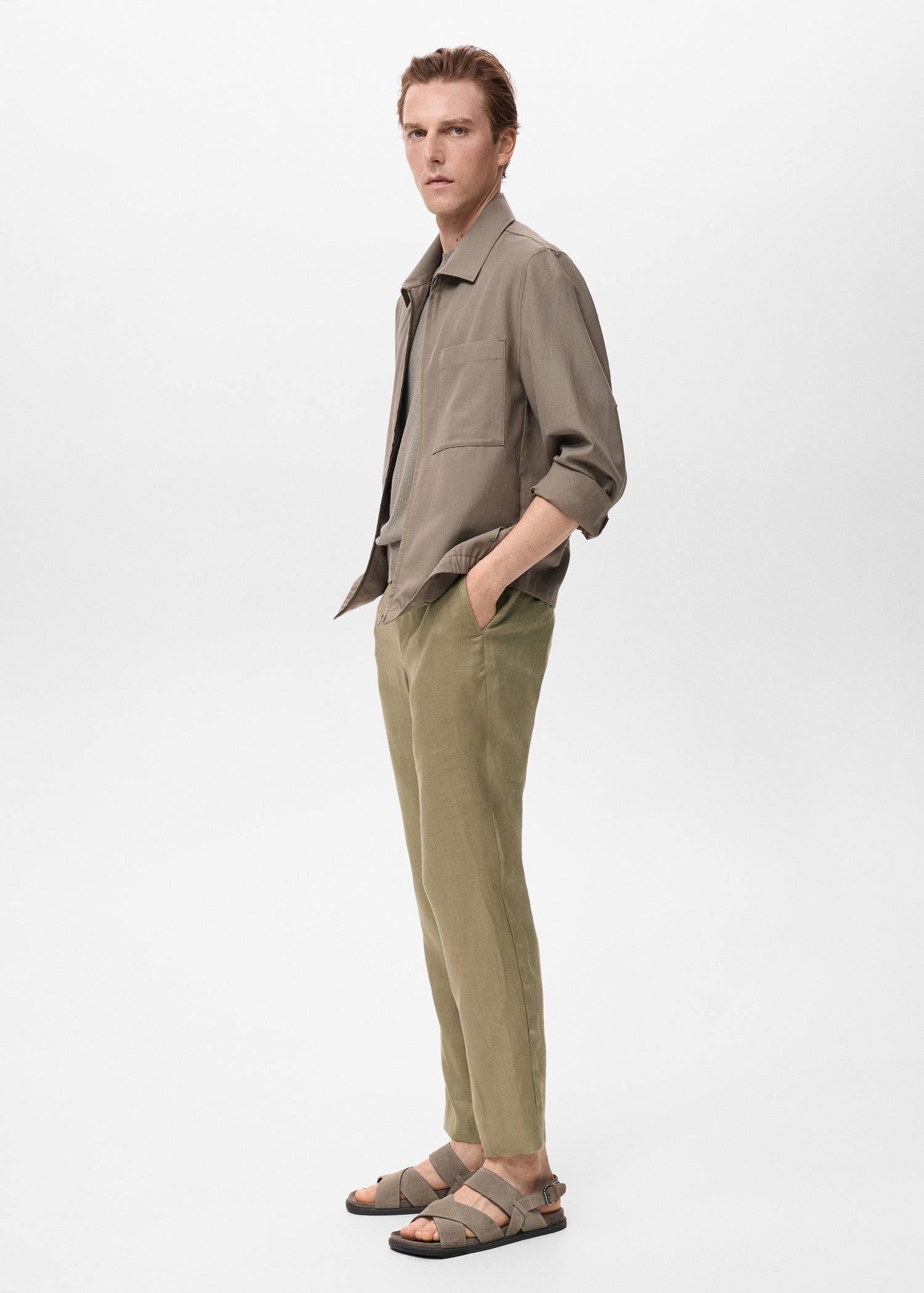 Mango trousers oyster in Khaki - D2