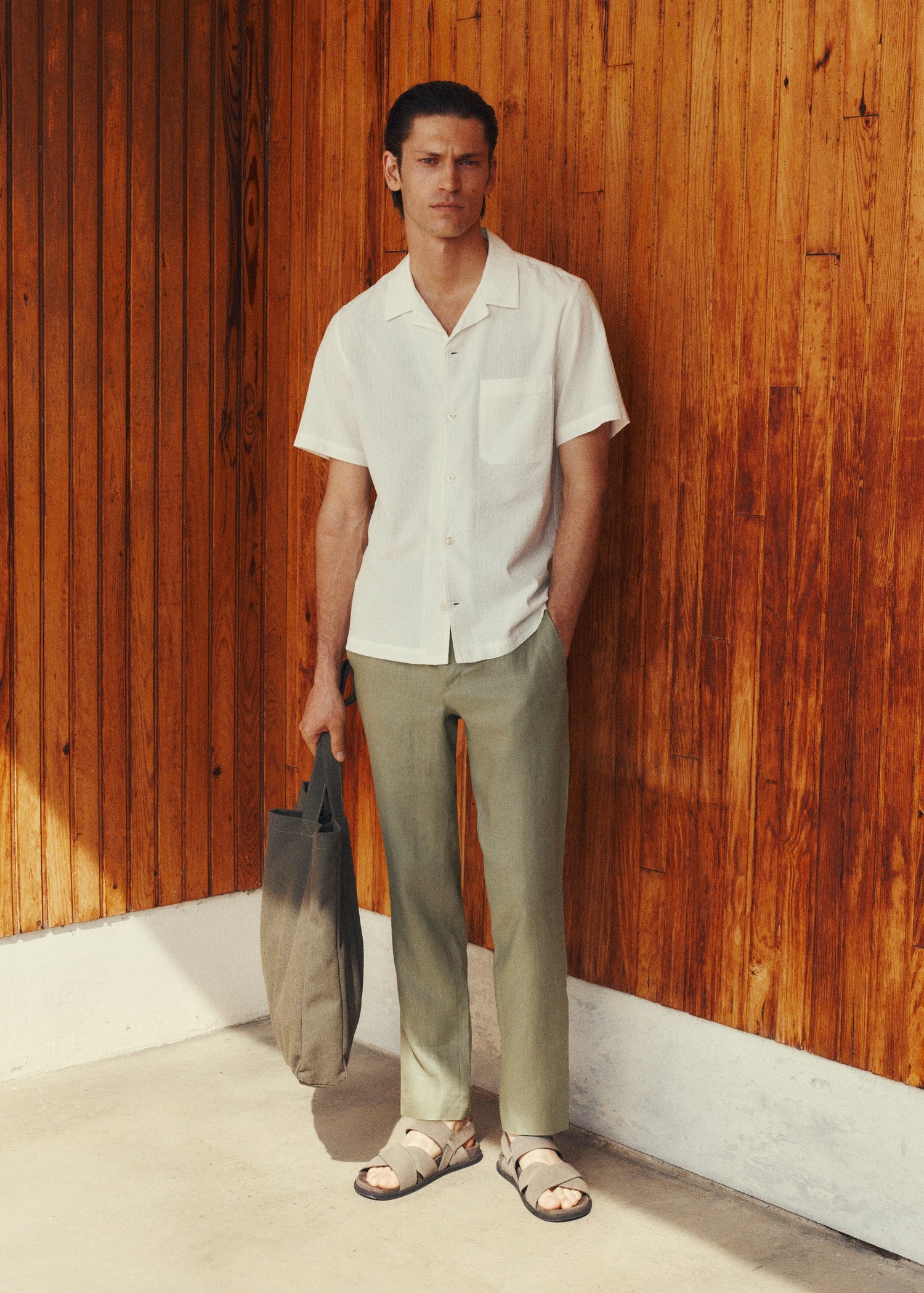 Mango trousers oyster in Khaki - D6