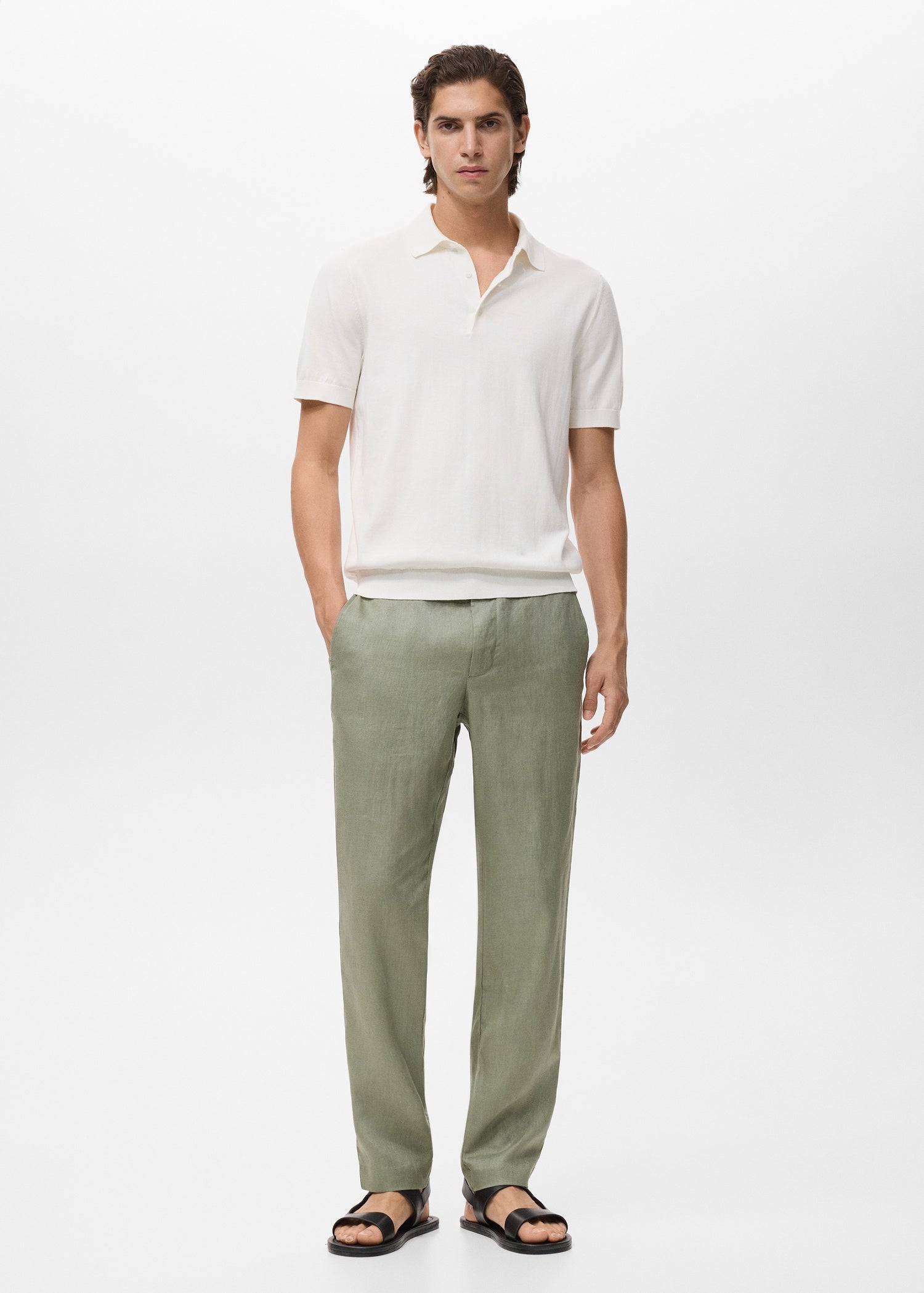 Mango trousers oyster in Green - 99999999_01