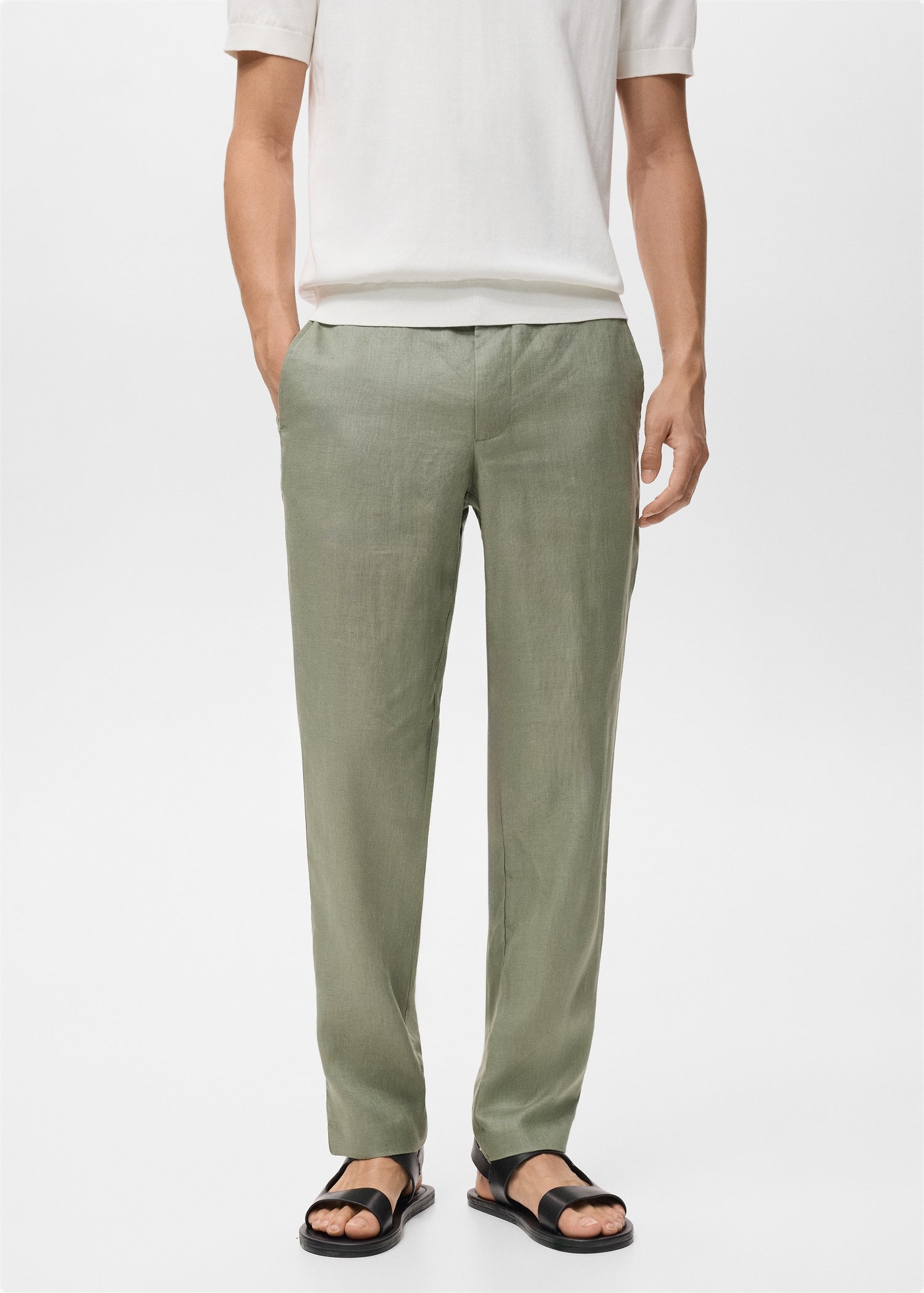 Mango trousers oyster in Green