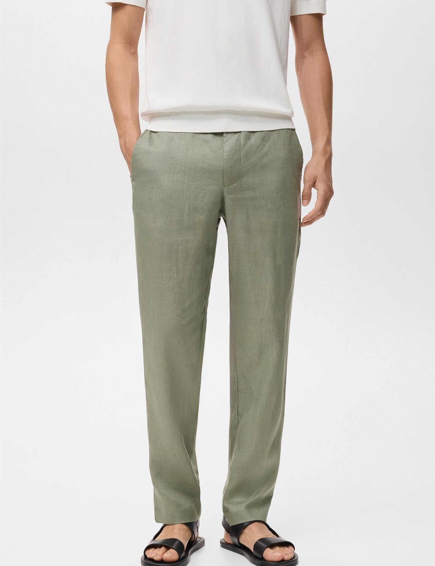 Mango trousers oyster in Green