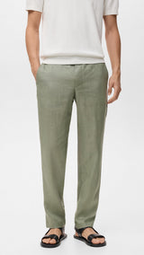 Mango trousers oyster in Green