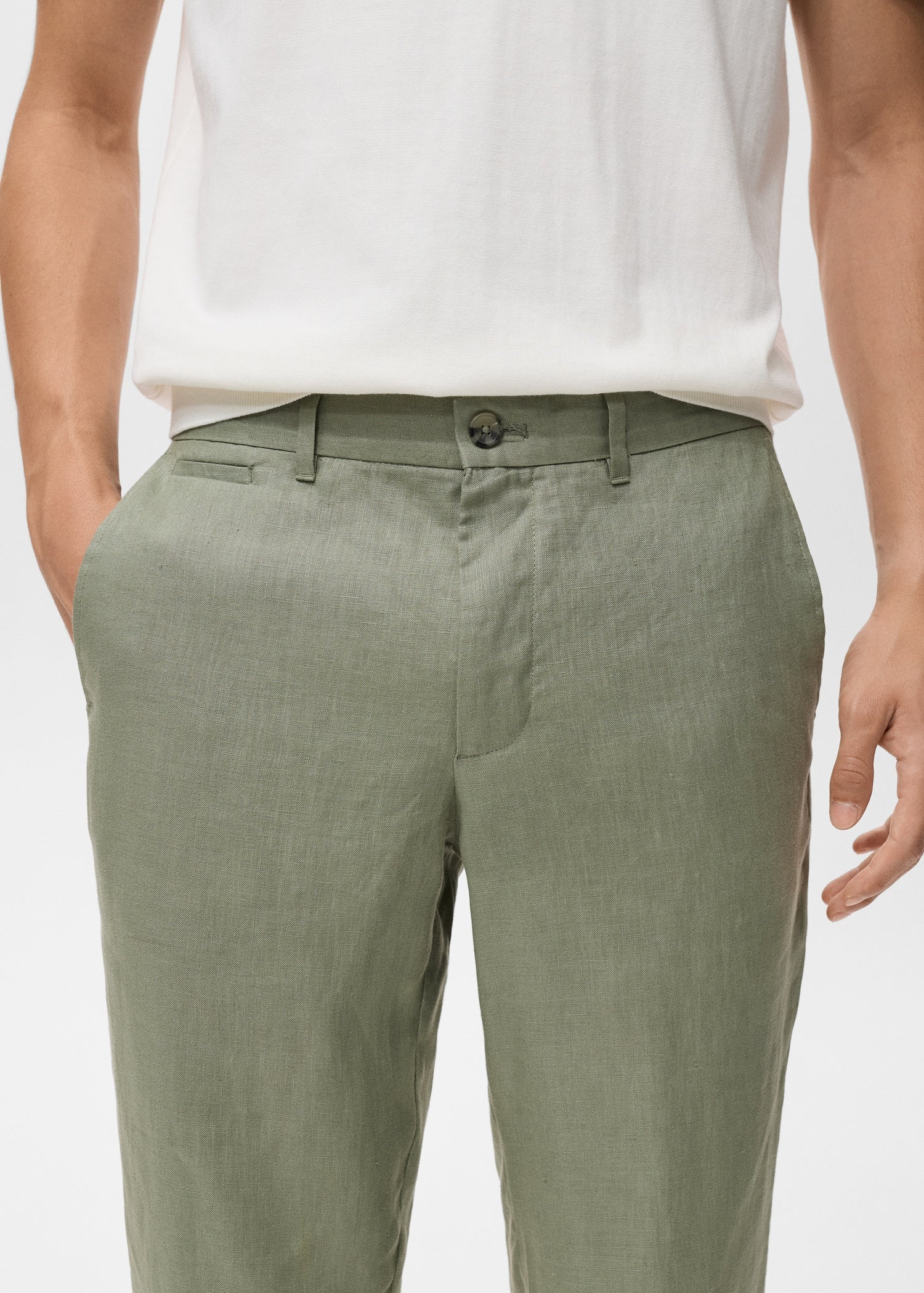 Mango trousers oyster in Green - D1