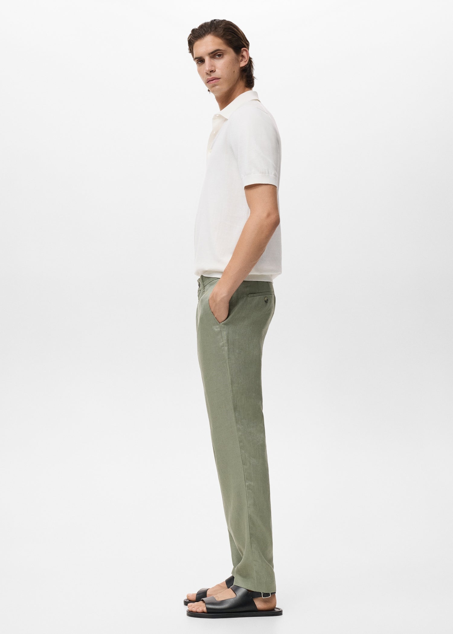 Mango trousers oyster in Green - D2