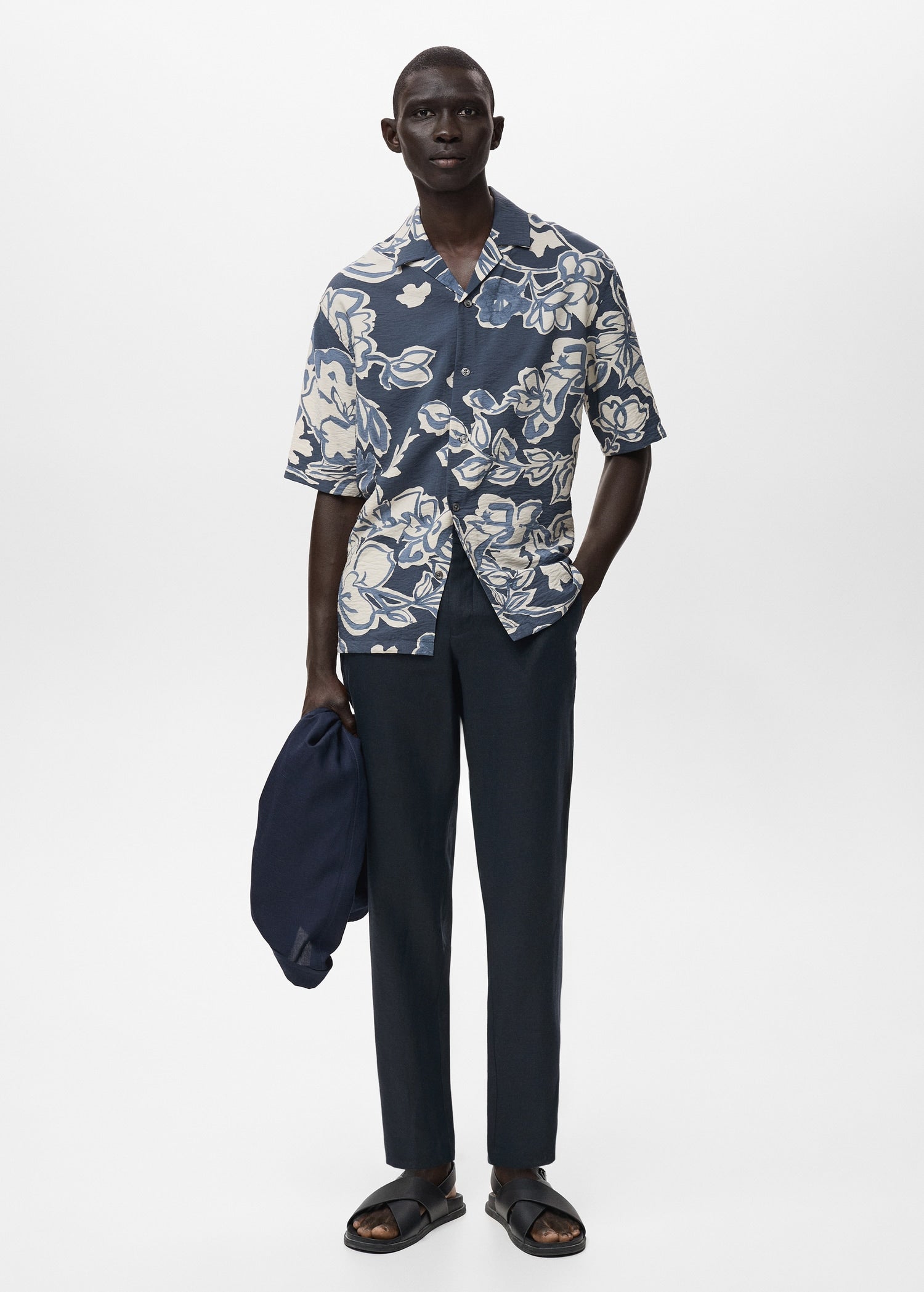 Mango trousers oyster in Navy Blue - 99999999_01