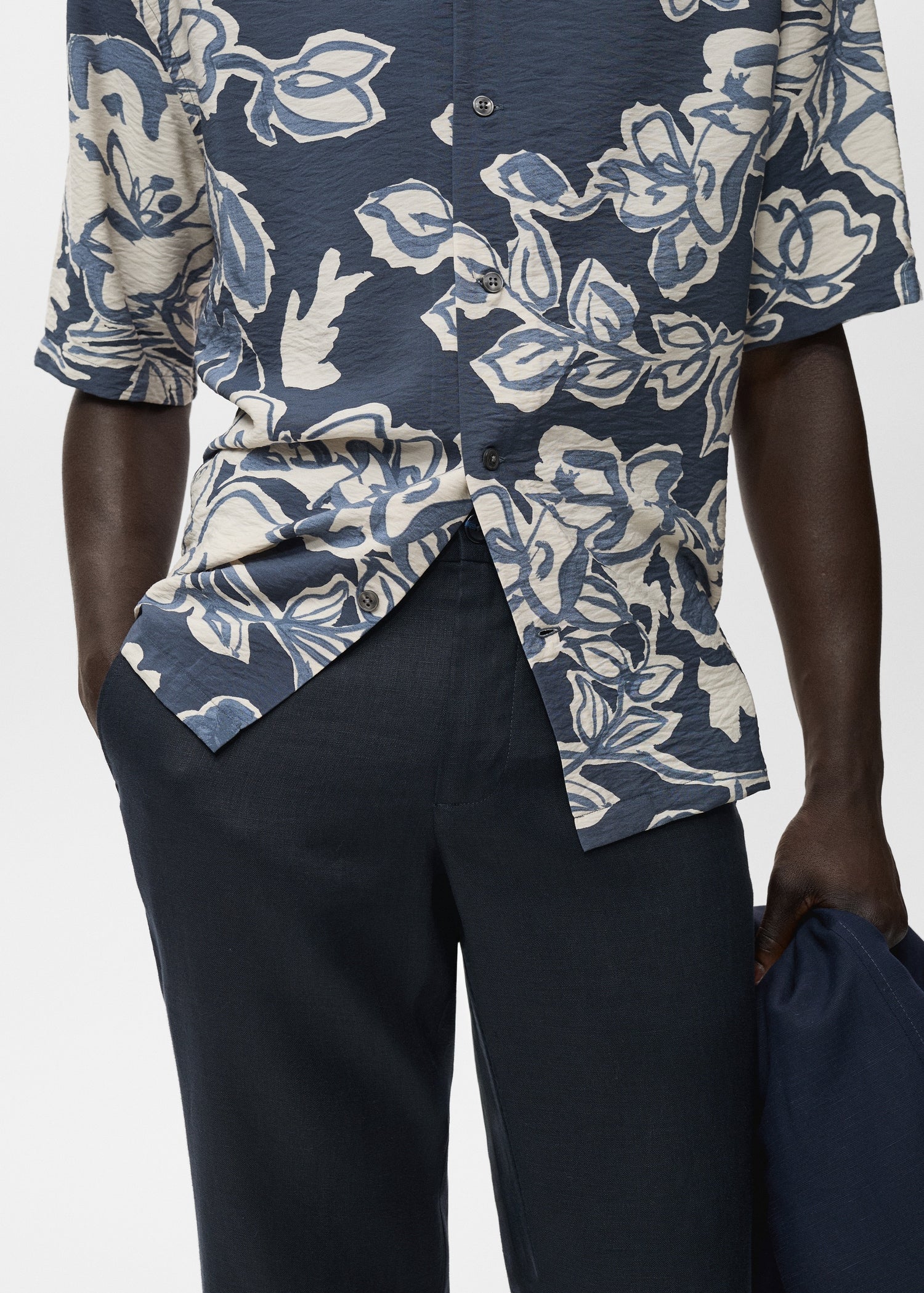 Mango trousers oyster in Navy Blue