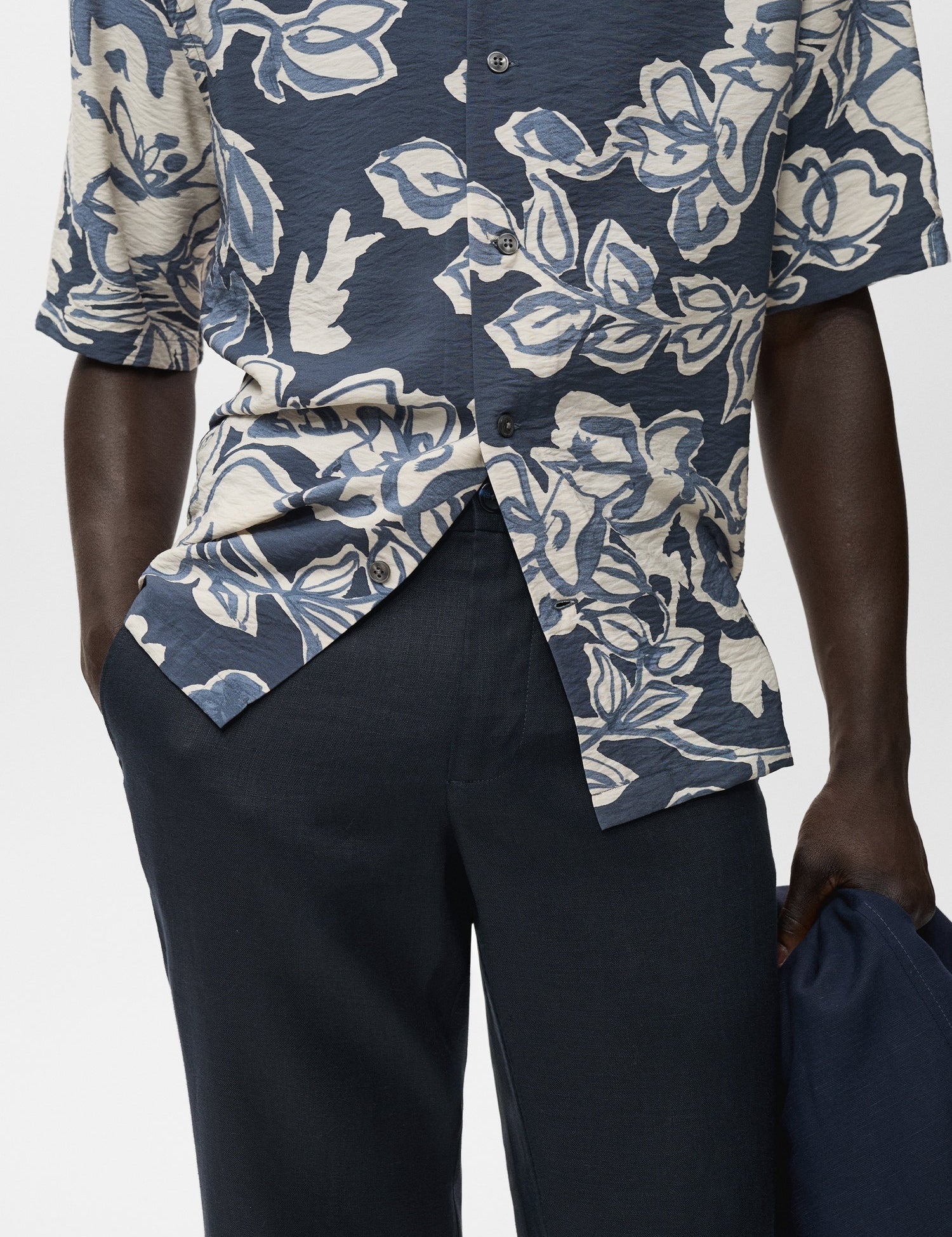 Mango trousers oyster in Navy Blue