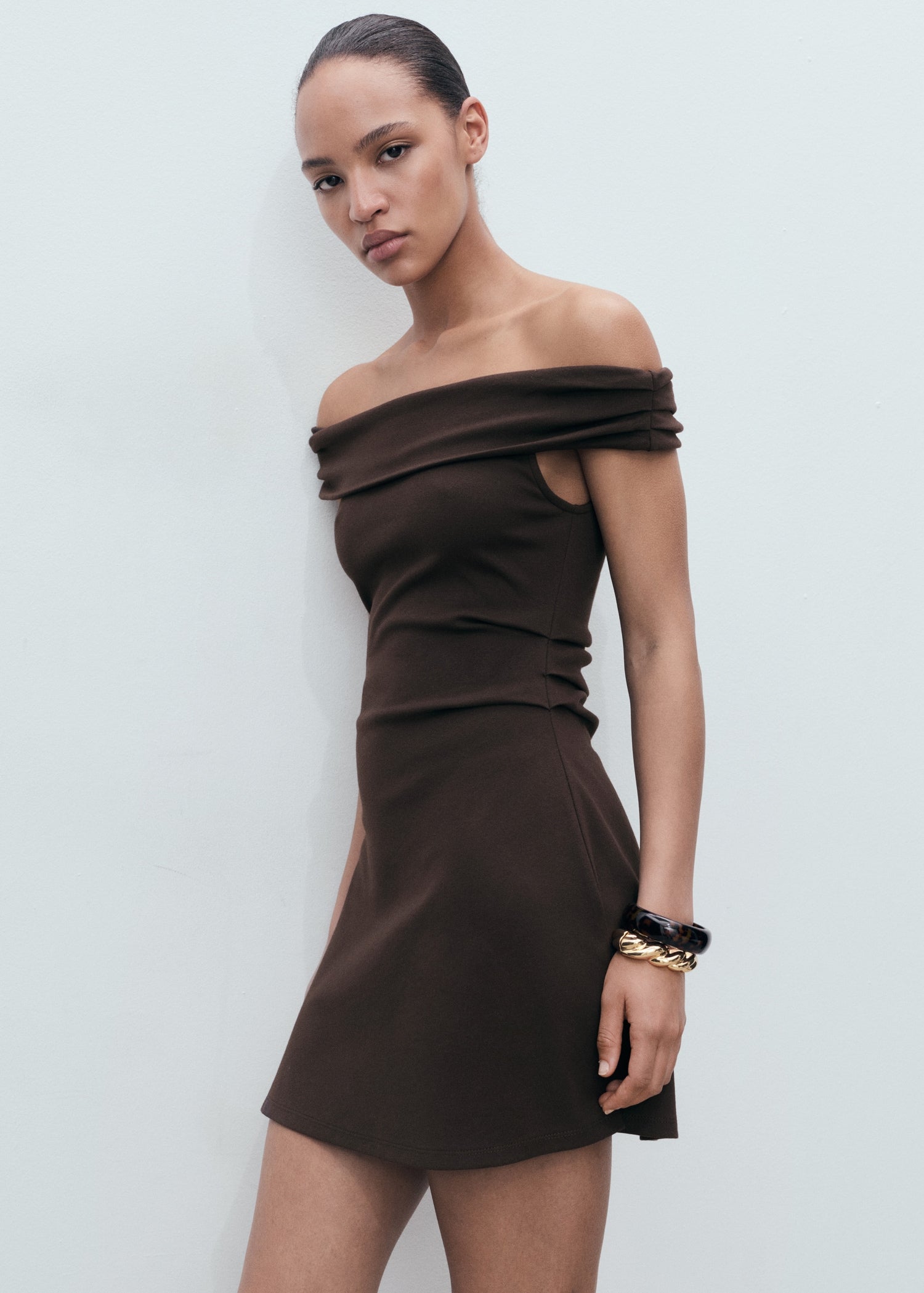 Mango dress cocoa in Brown