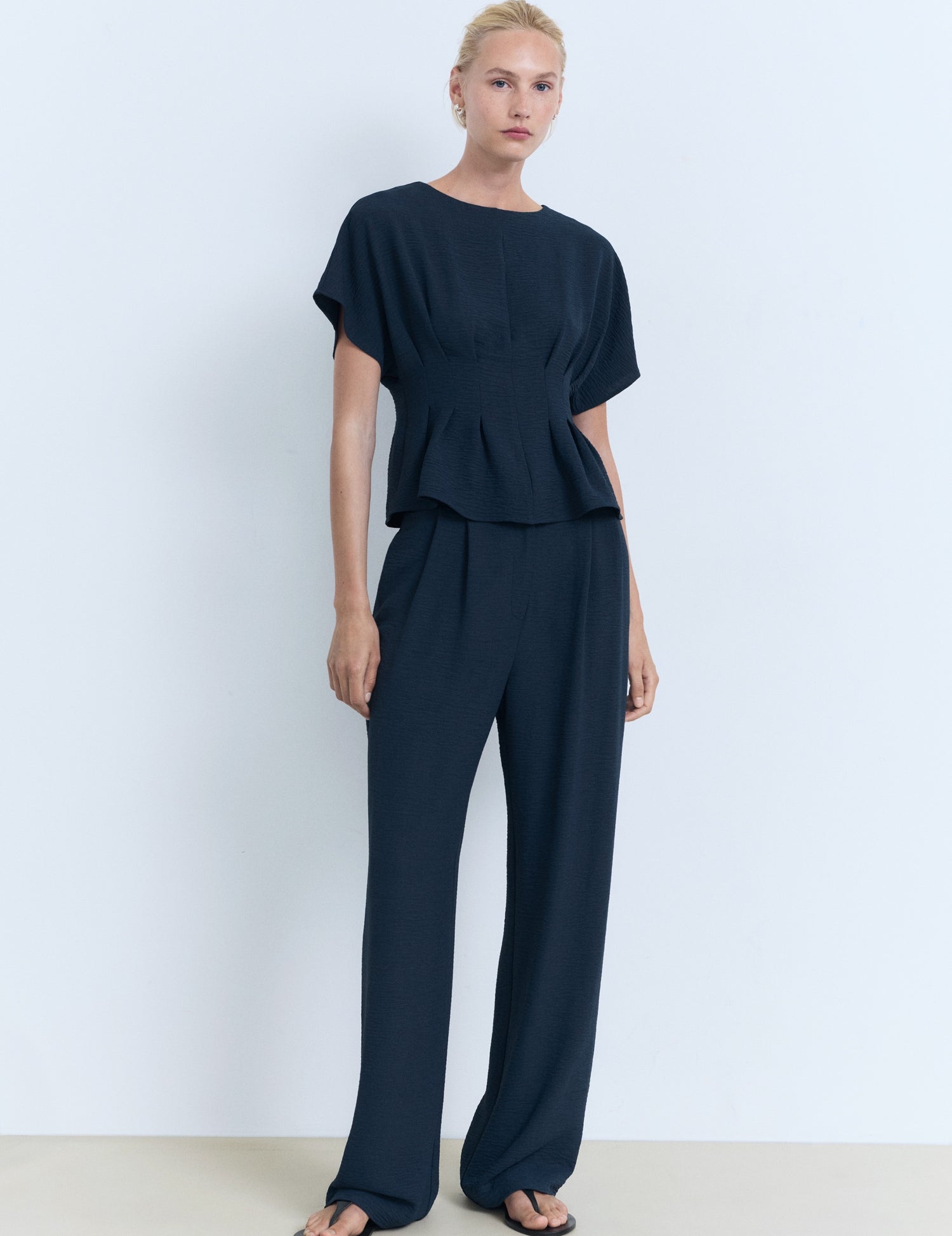 Mango blouse peplum in Navy - 99999999_01