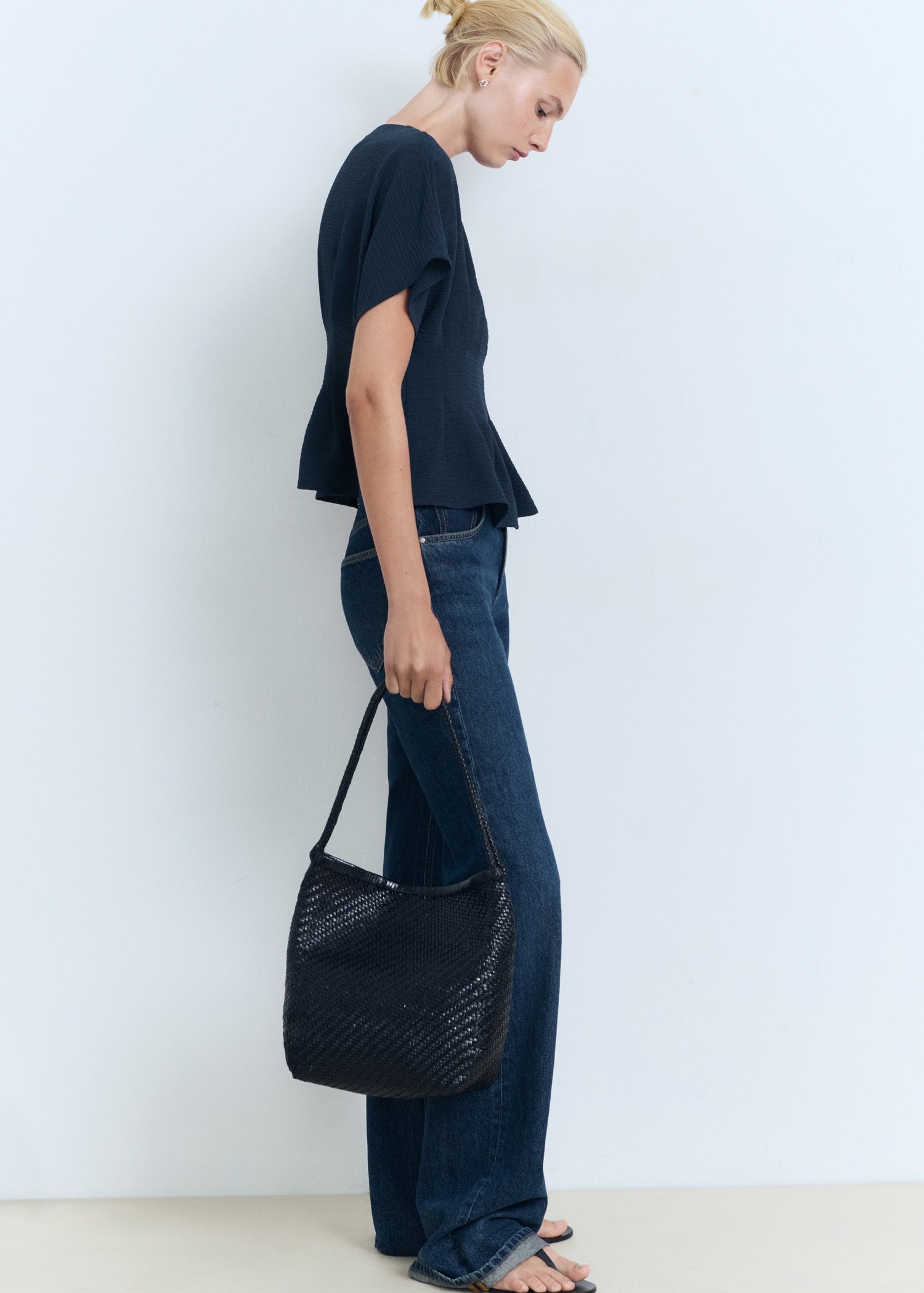 Mango blouse peplum in Navy - D2