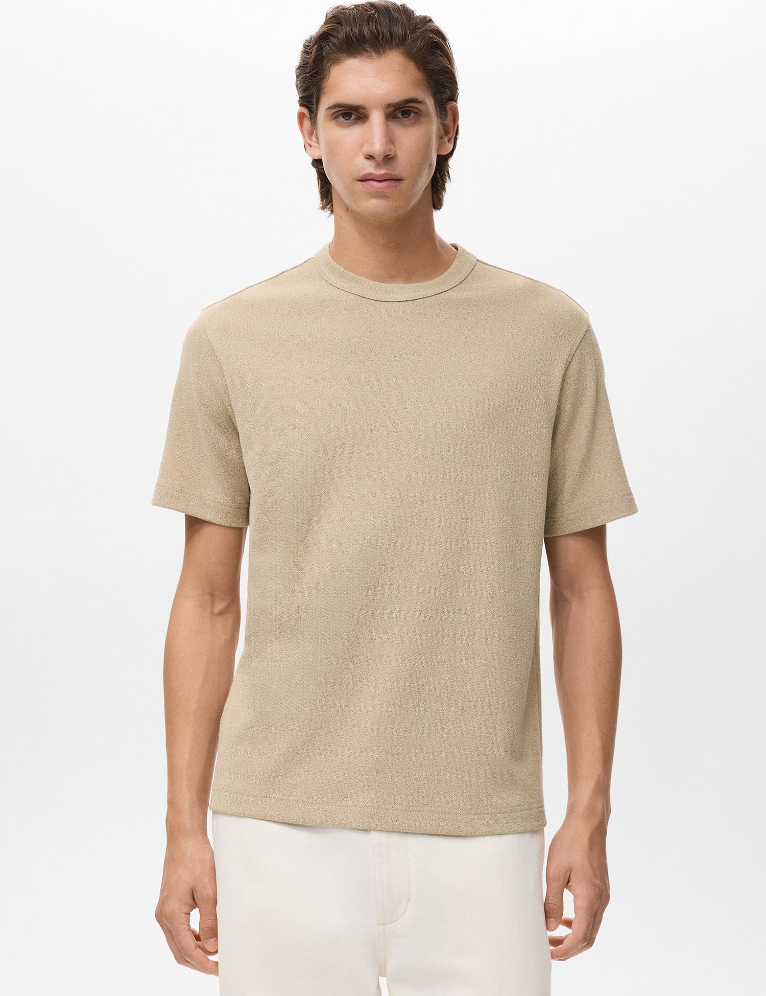 Mango t-shirt gare in Beige