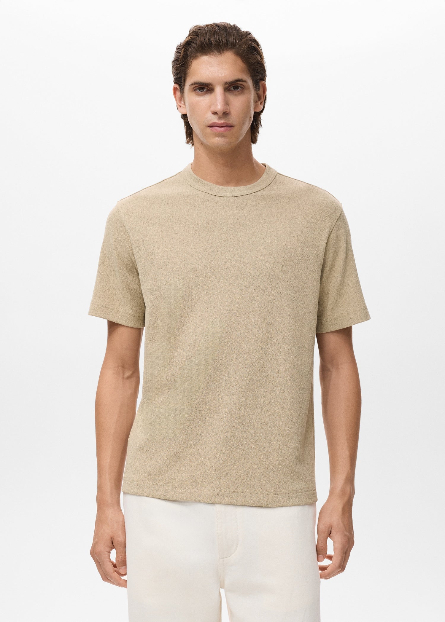 Mango t-shirt gare in Beige