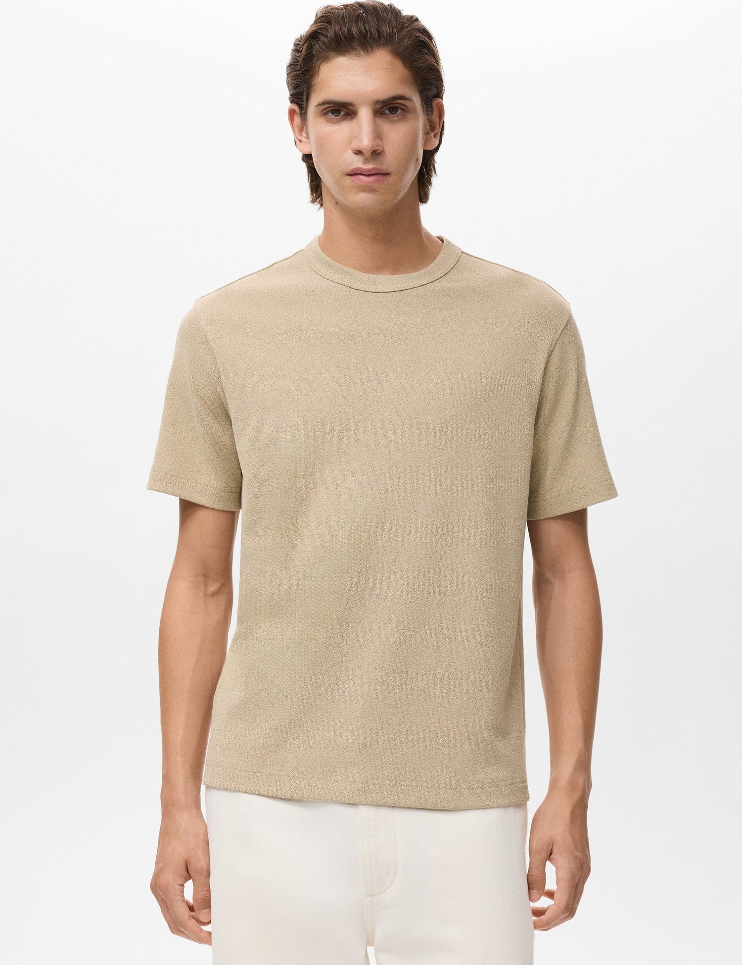 Mango t-shirt gare in Beige