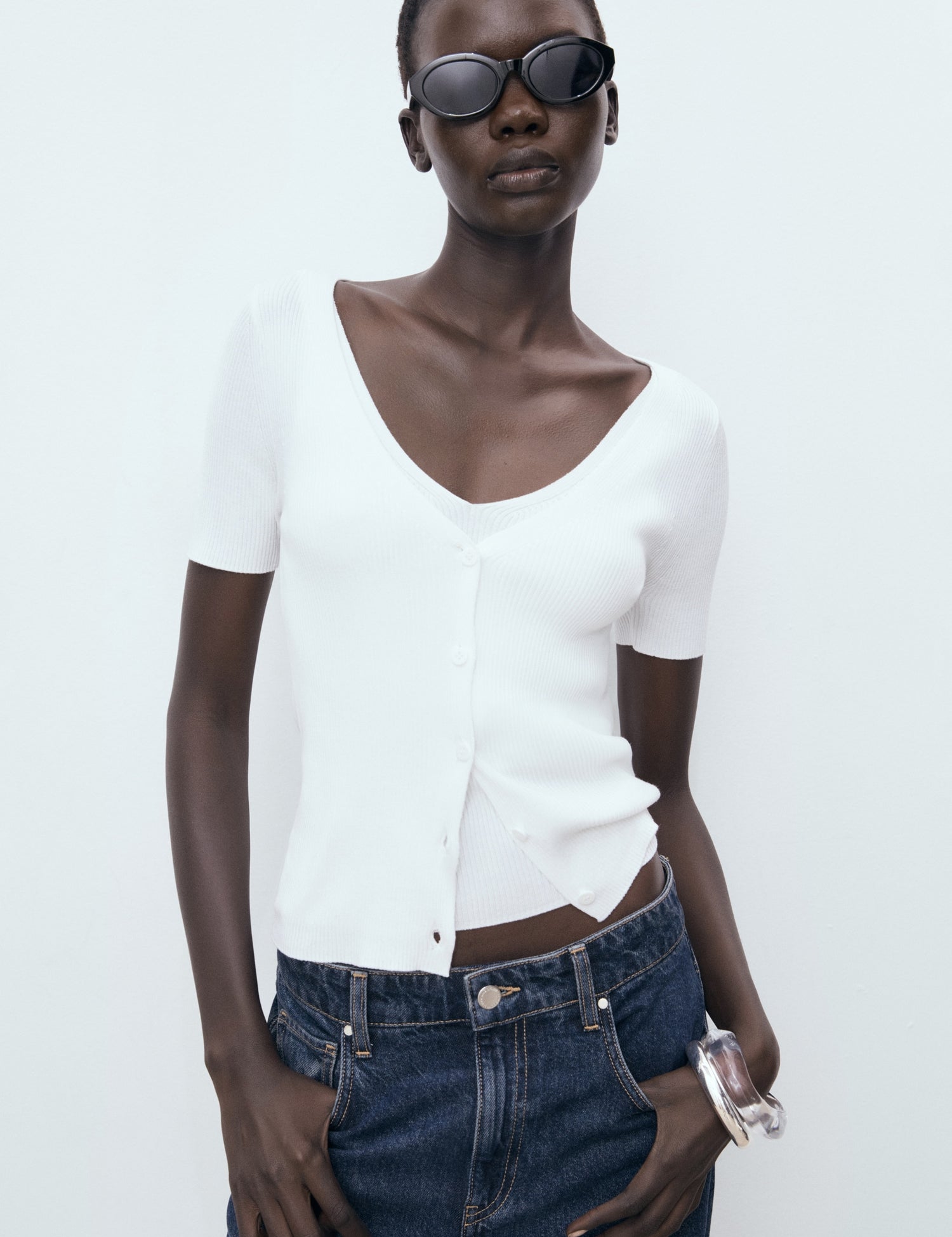 Mango sweater orquidea in White