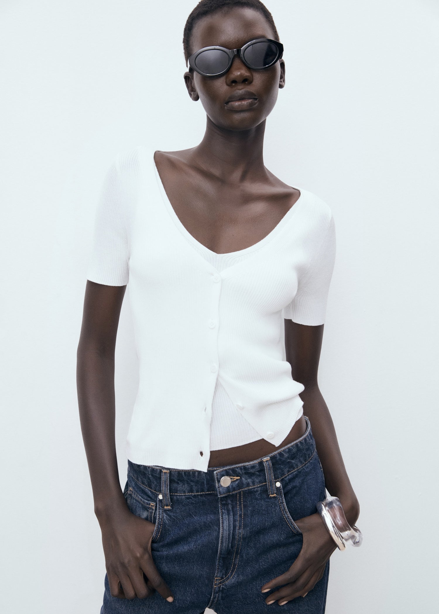 Mango sweater orquidea in White