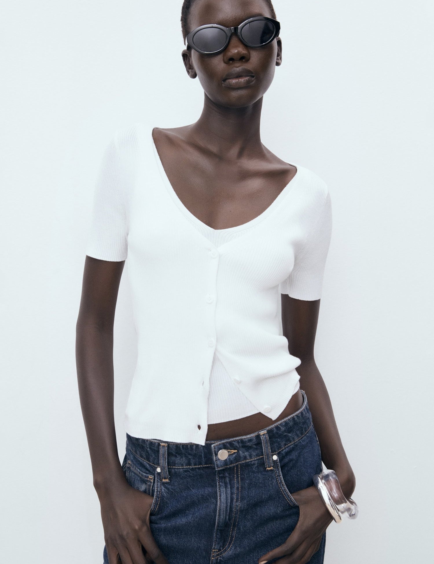 Mango sweater orquidea in White