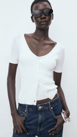 Mango sweater orquidea in White