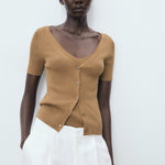 Mango sweater orquidea in Tobacco