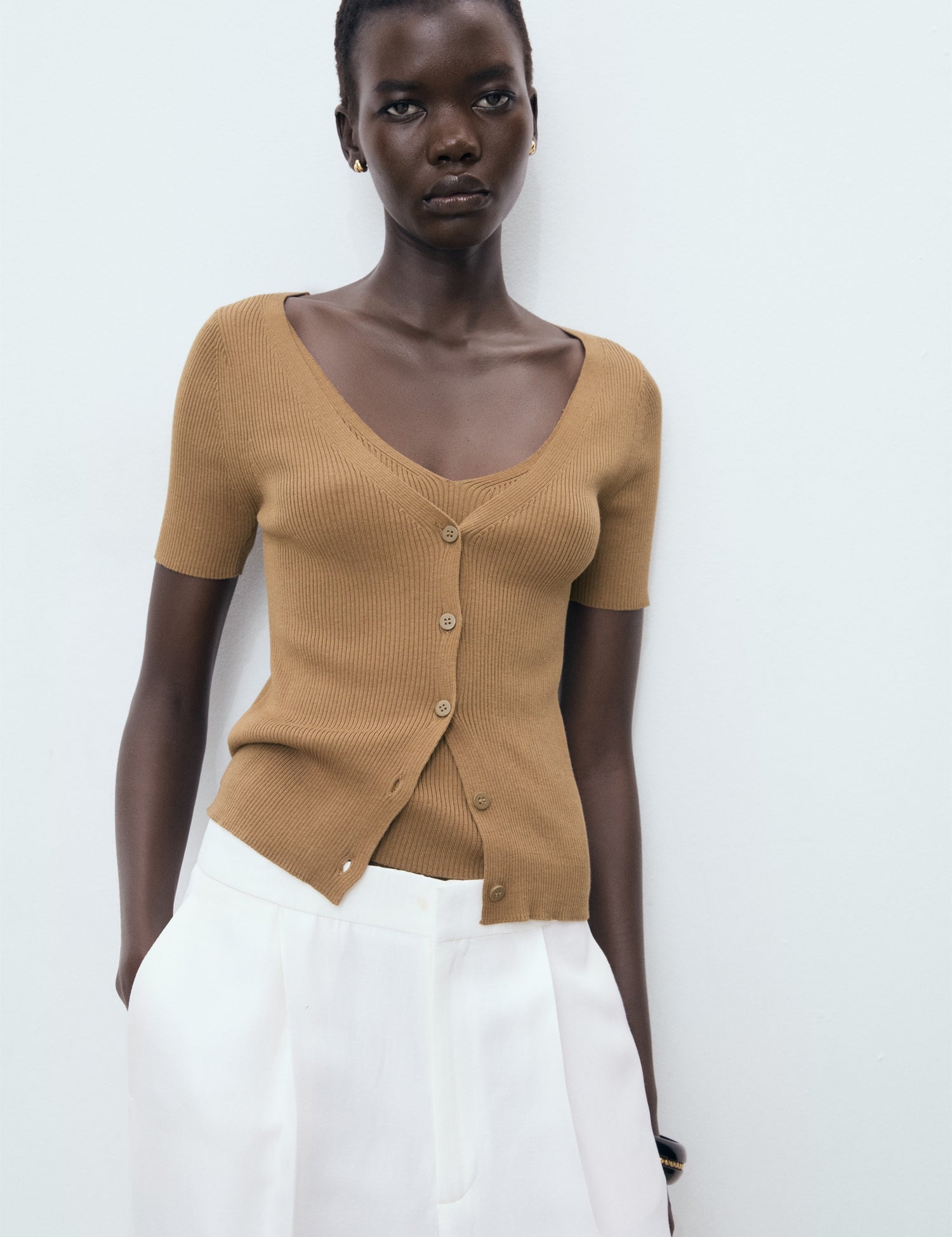 Mango sweater orquidea in Tobacco