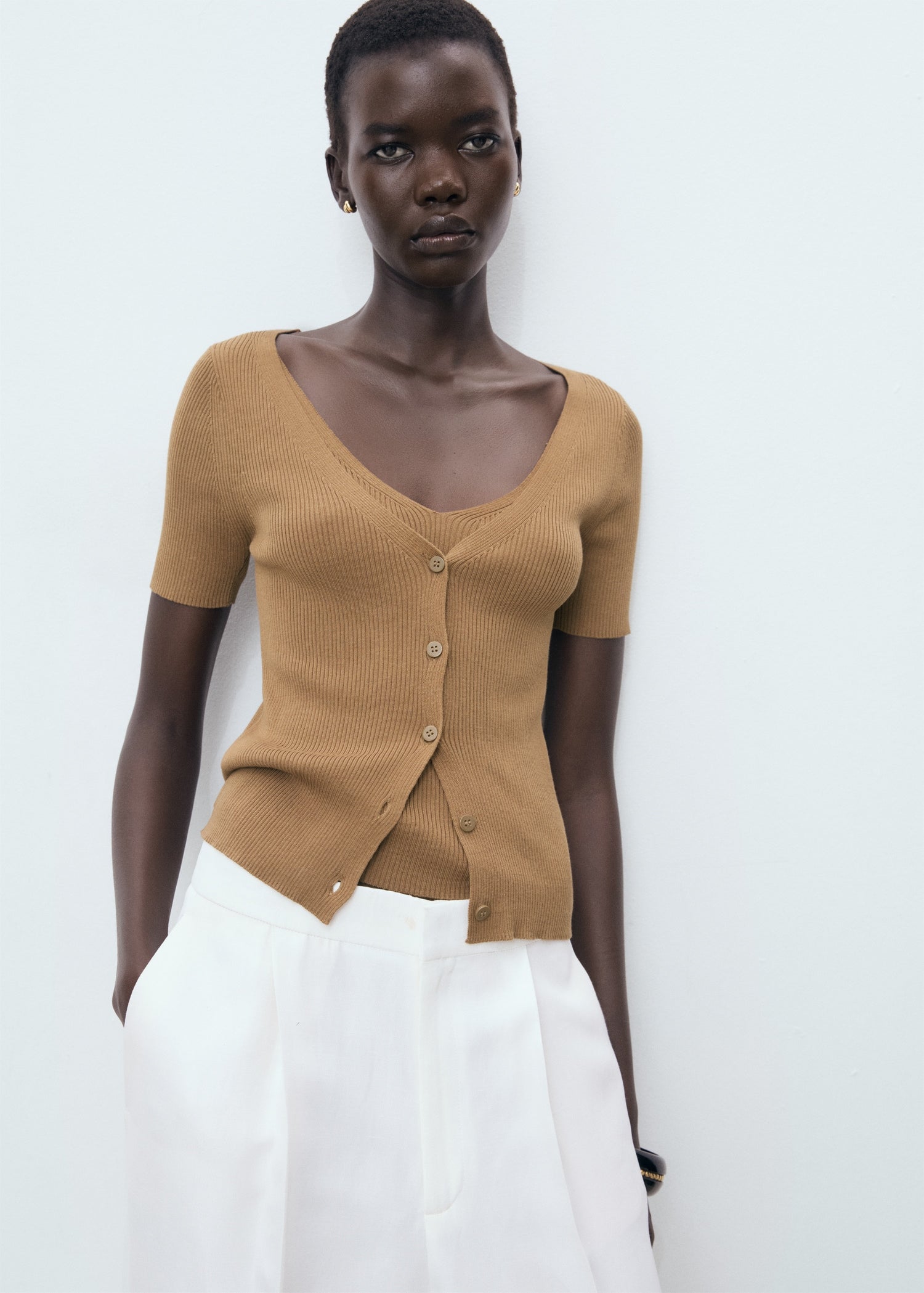 Mango sweater orquidea in Tobacco