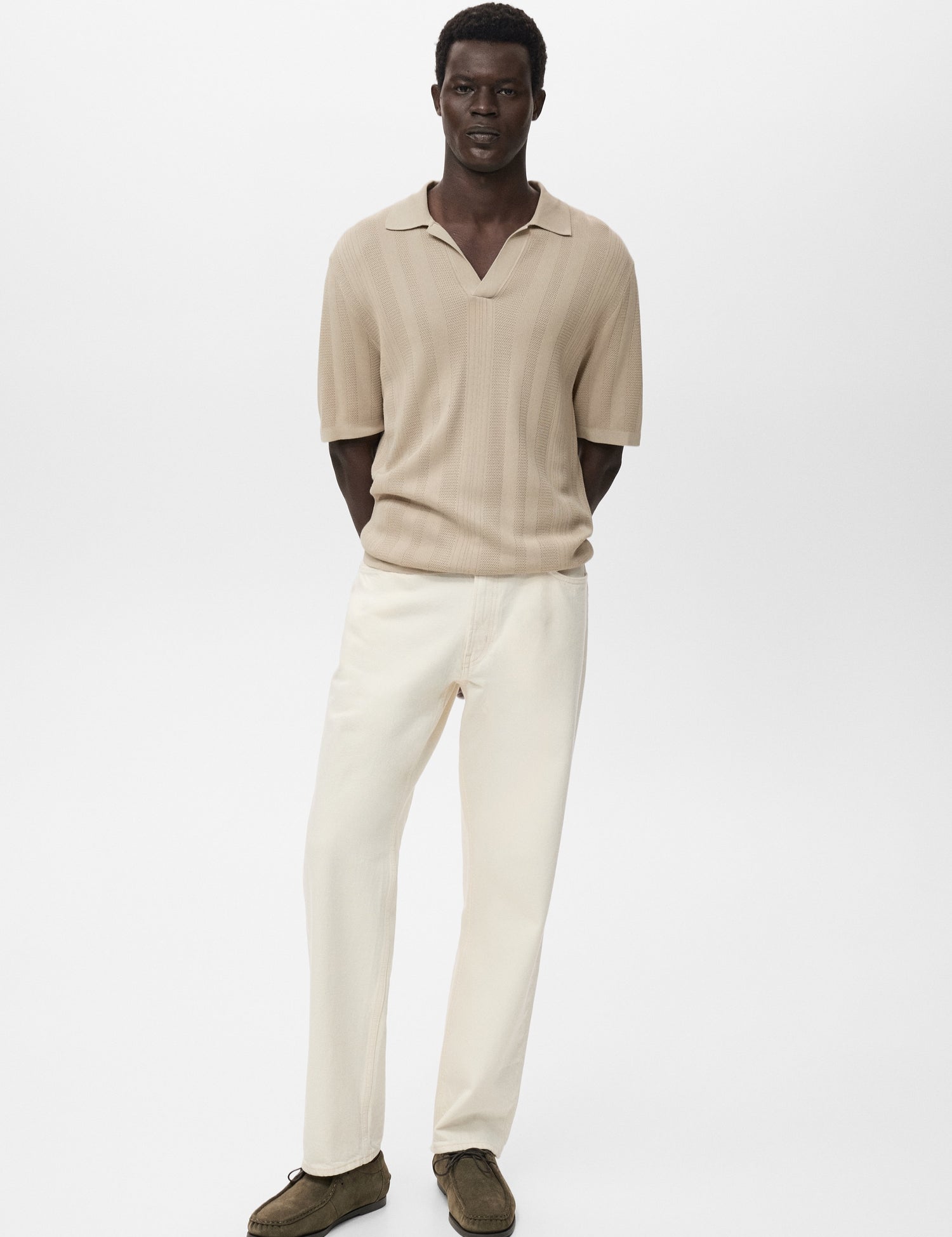 Mango poloshirt manfio in Stone - 99999999_01