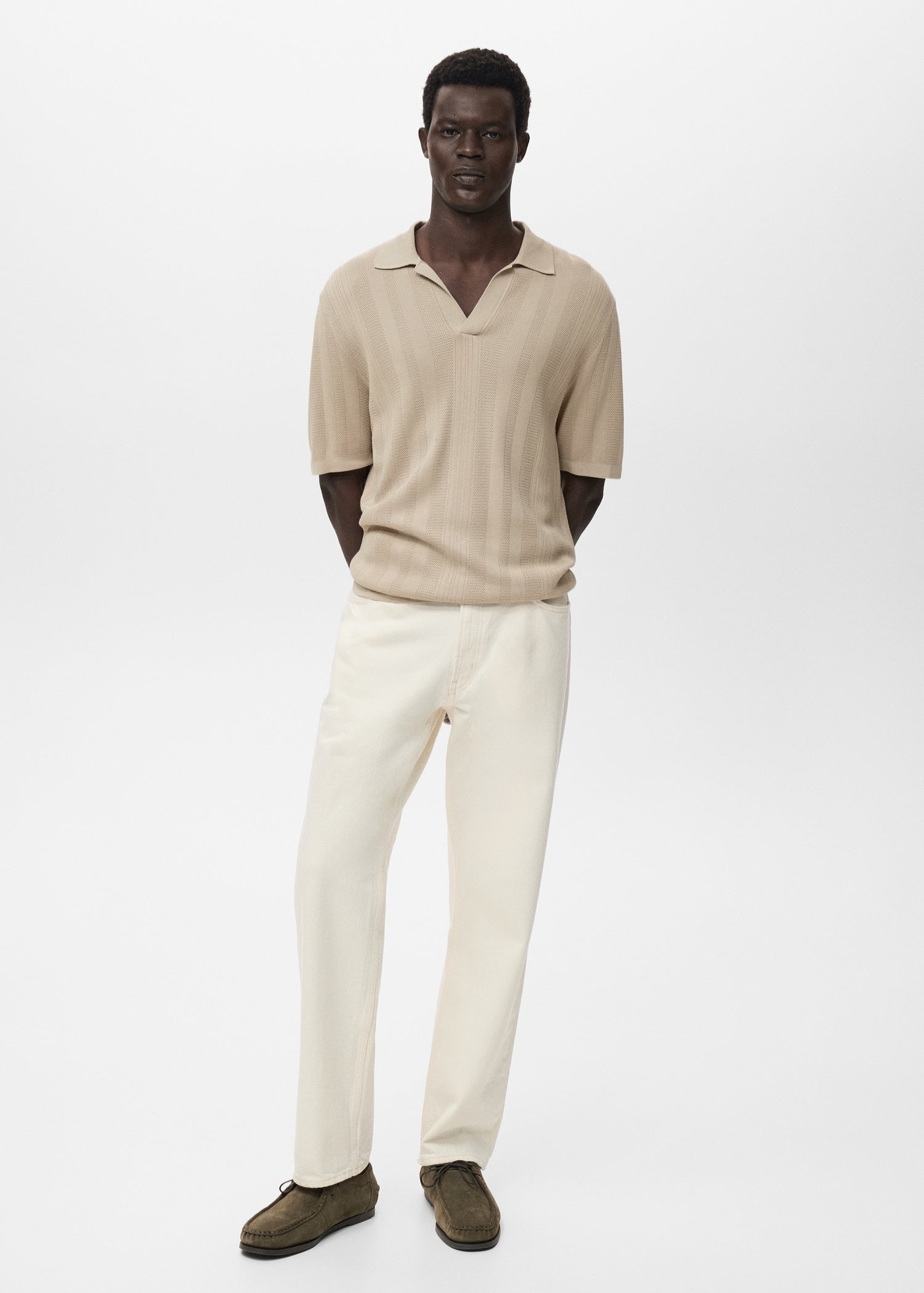 Mango poloshirt manfio in Stone - 99999999_01