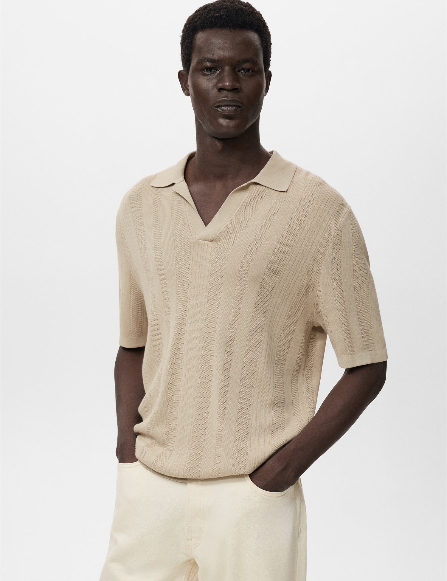 Mango poloshirt manfio in Stone