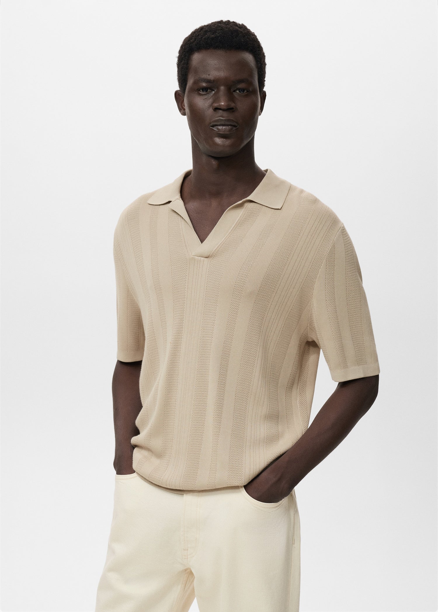 Mango poloshirt manfio in Stone