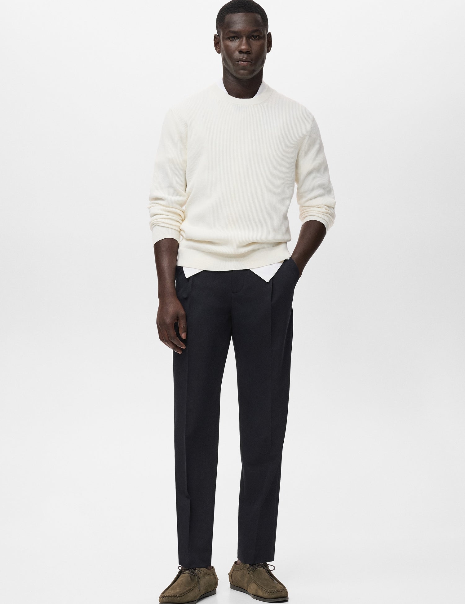 Mango trousers light in Navy Blue - 99999999_01