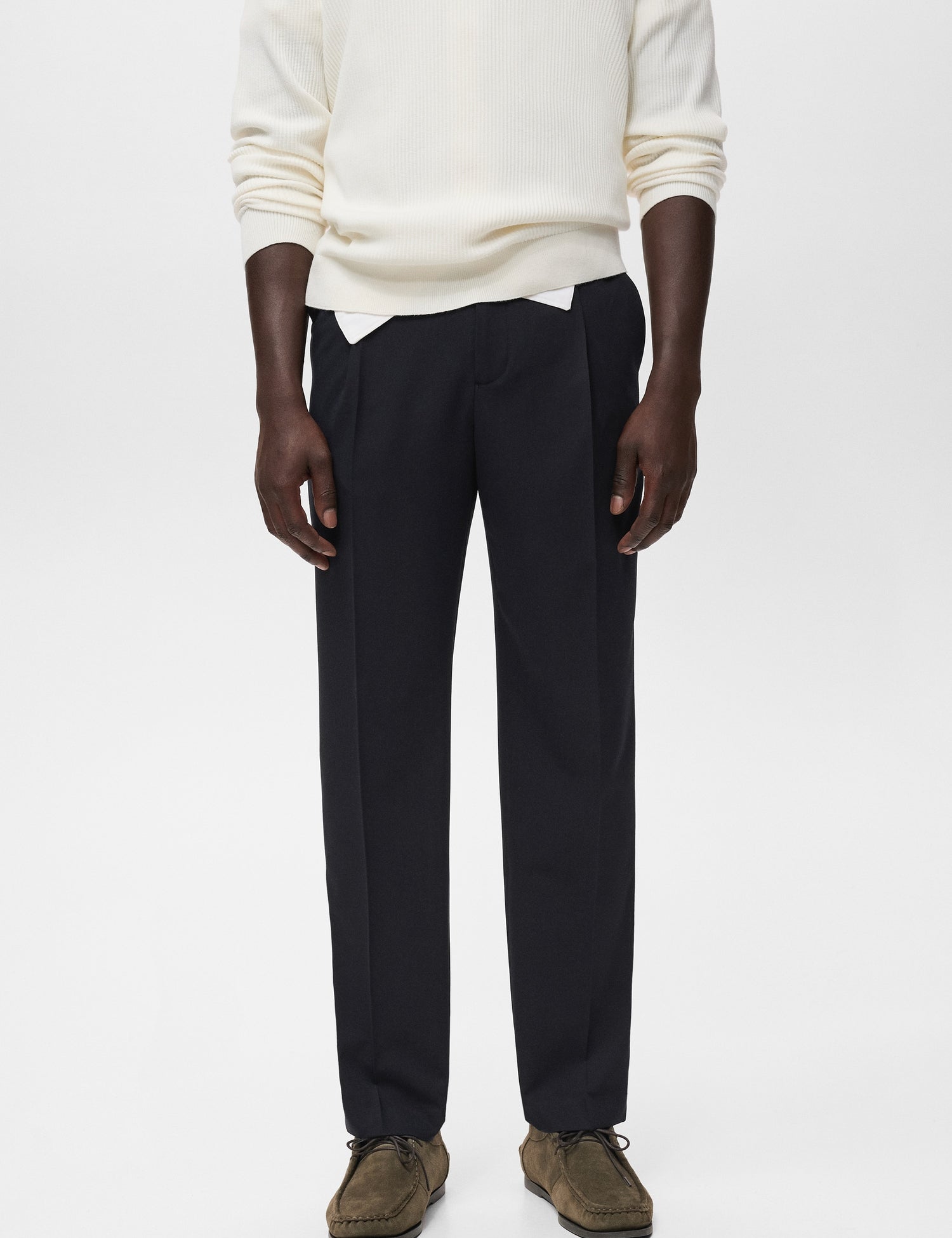 Mango trousers light in Navy Blue