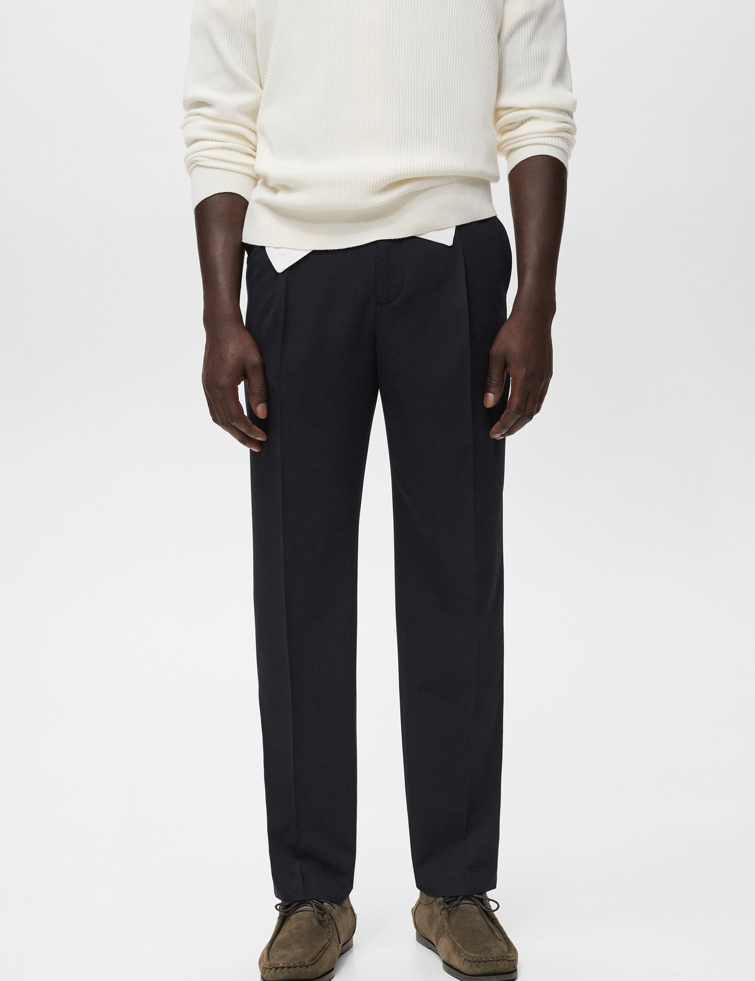 Mango trousers light in Navy Blue