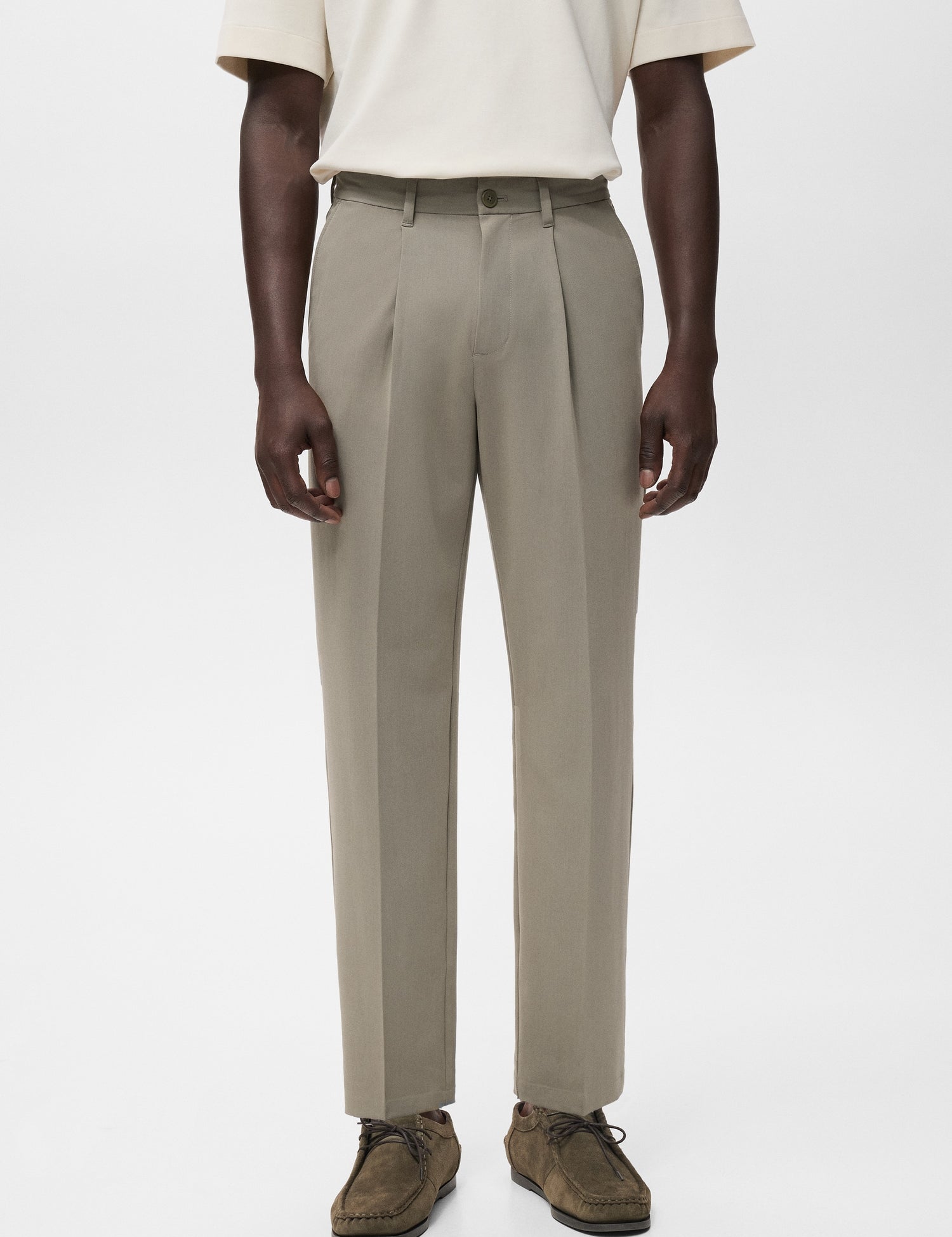 Mango trousers light in Mink