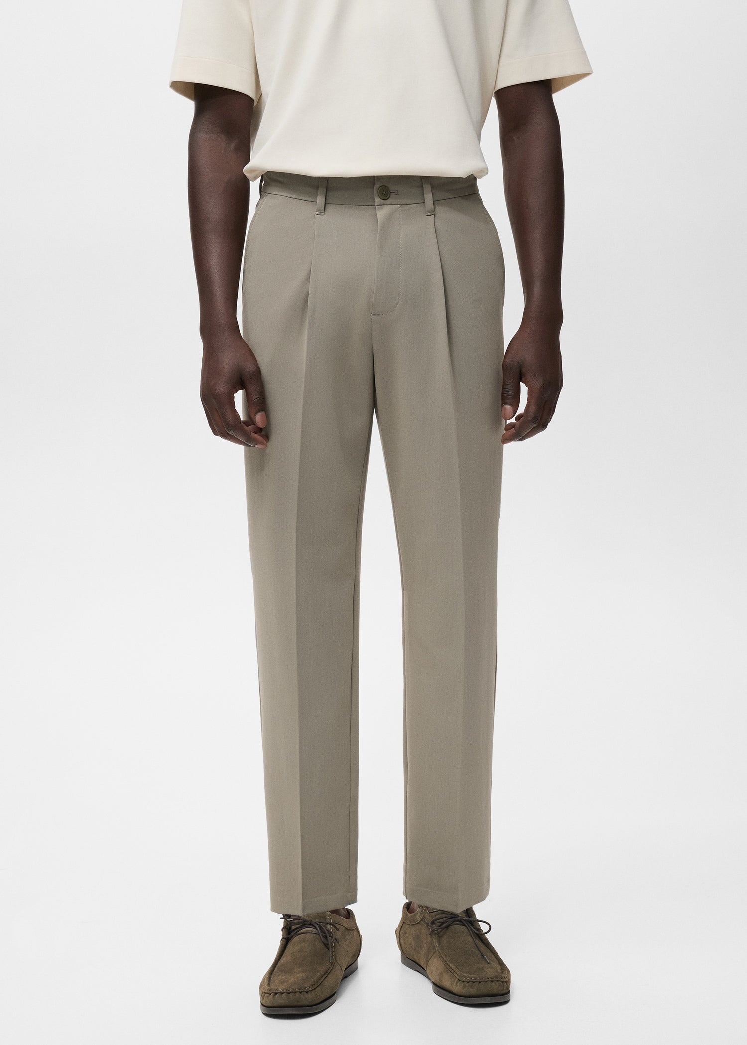 Mango trousers light in Mink