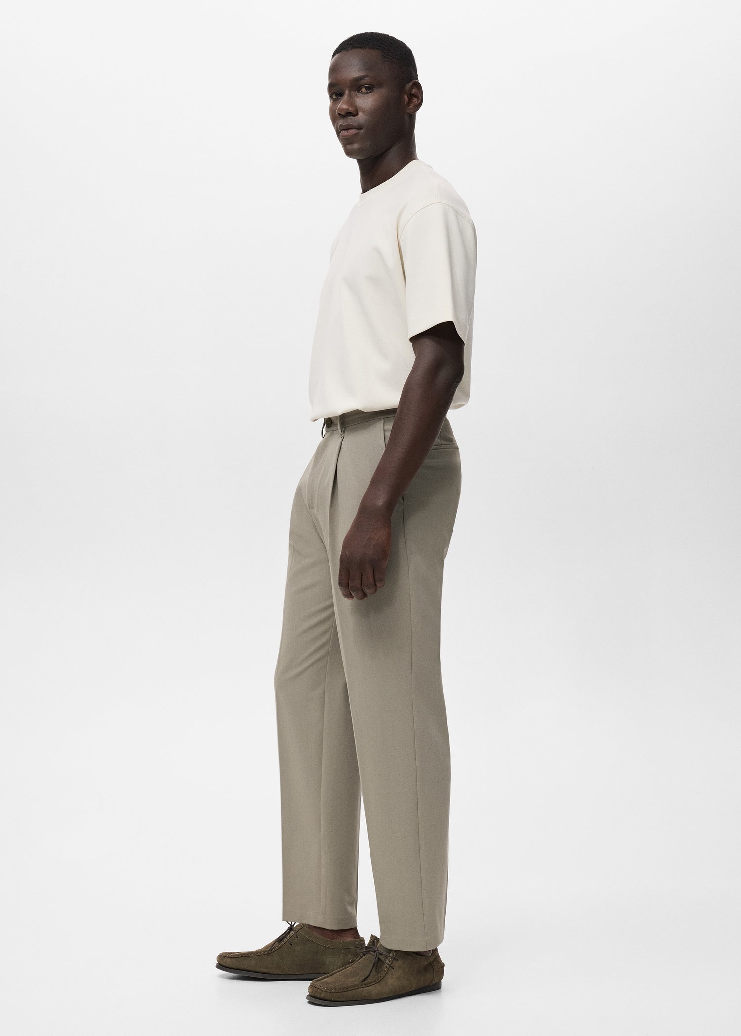 Mango trousers light in Mink - D2