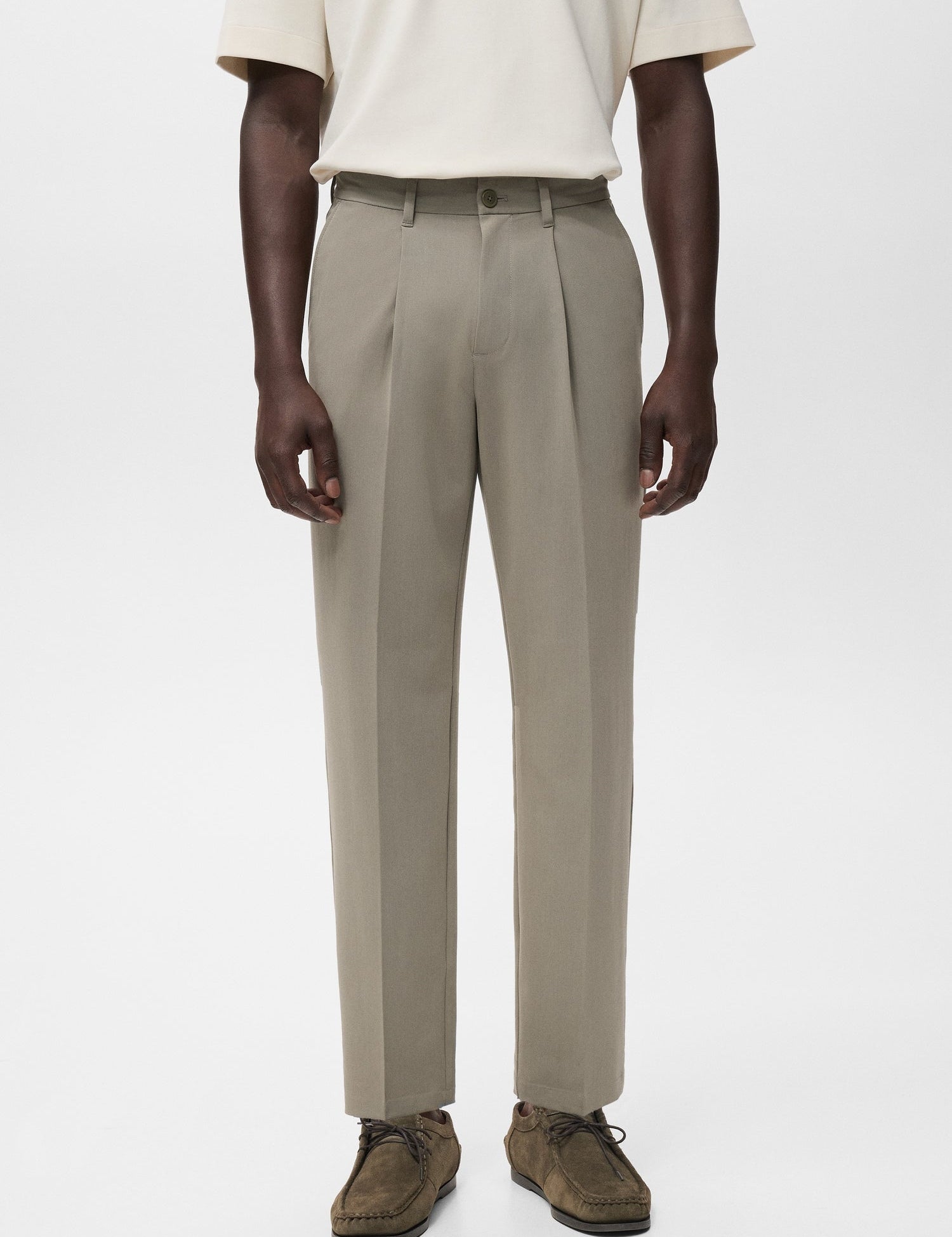 Mango trousers light in Mink