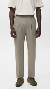 Mango trousers light in Mink