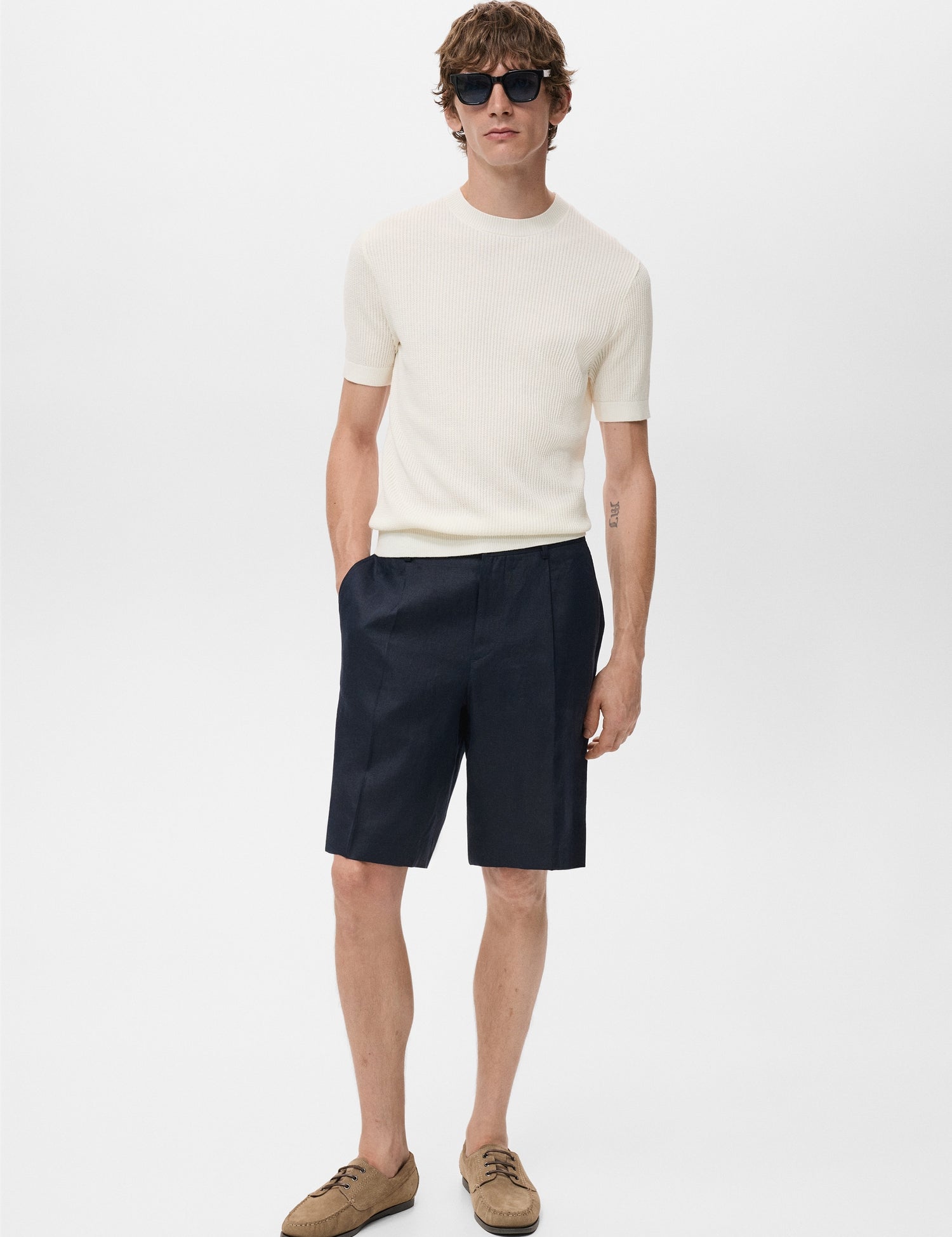 Mango t-shirt flewh in Off White - 99999999_01